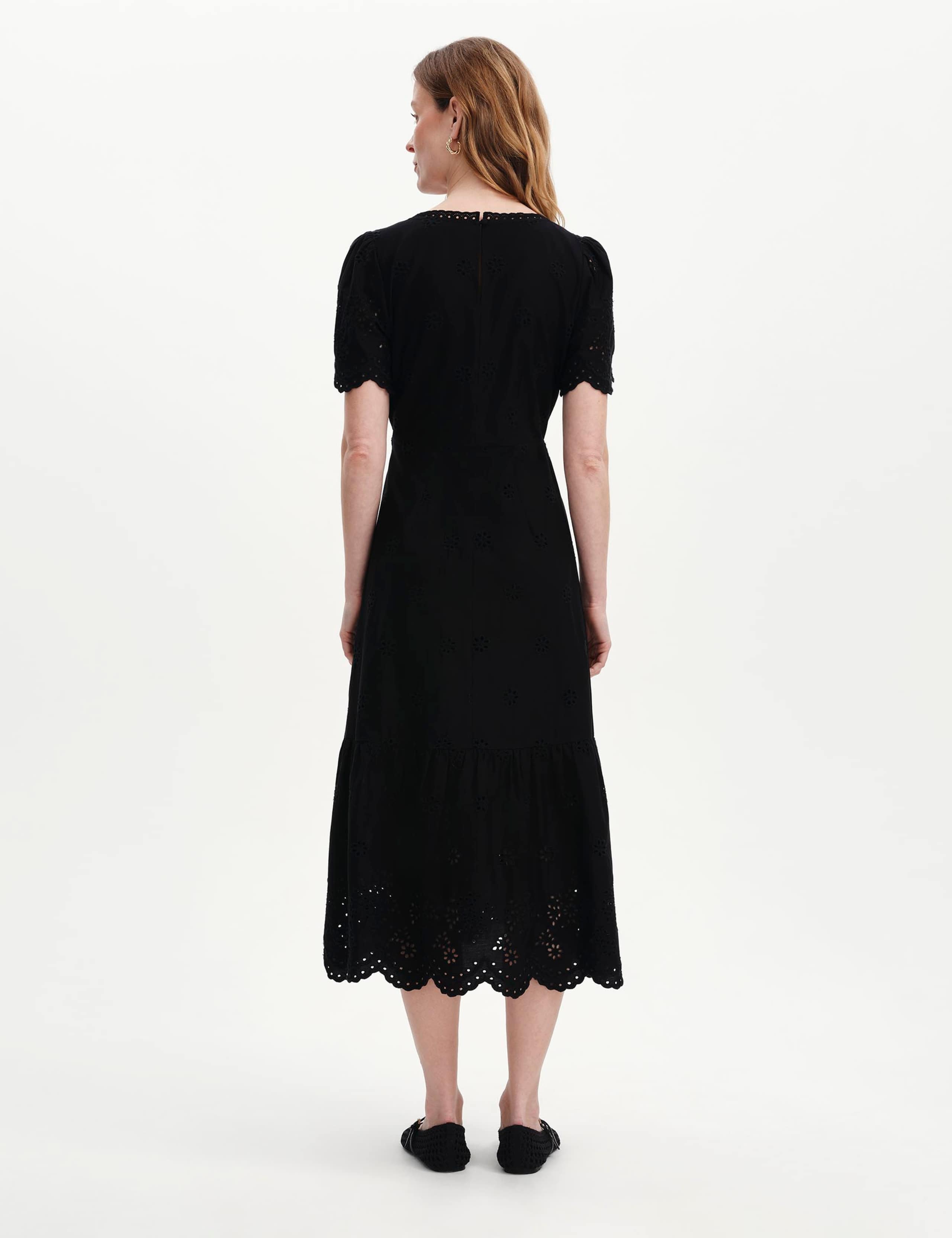 Pure Cotton Embroidered V-Neck Midi Dress 2 of 6