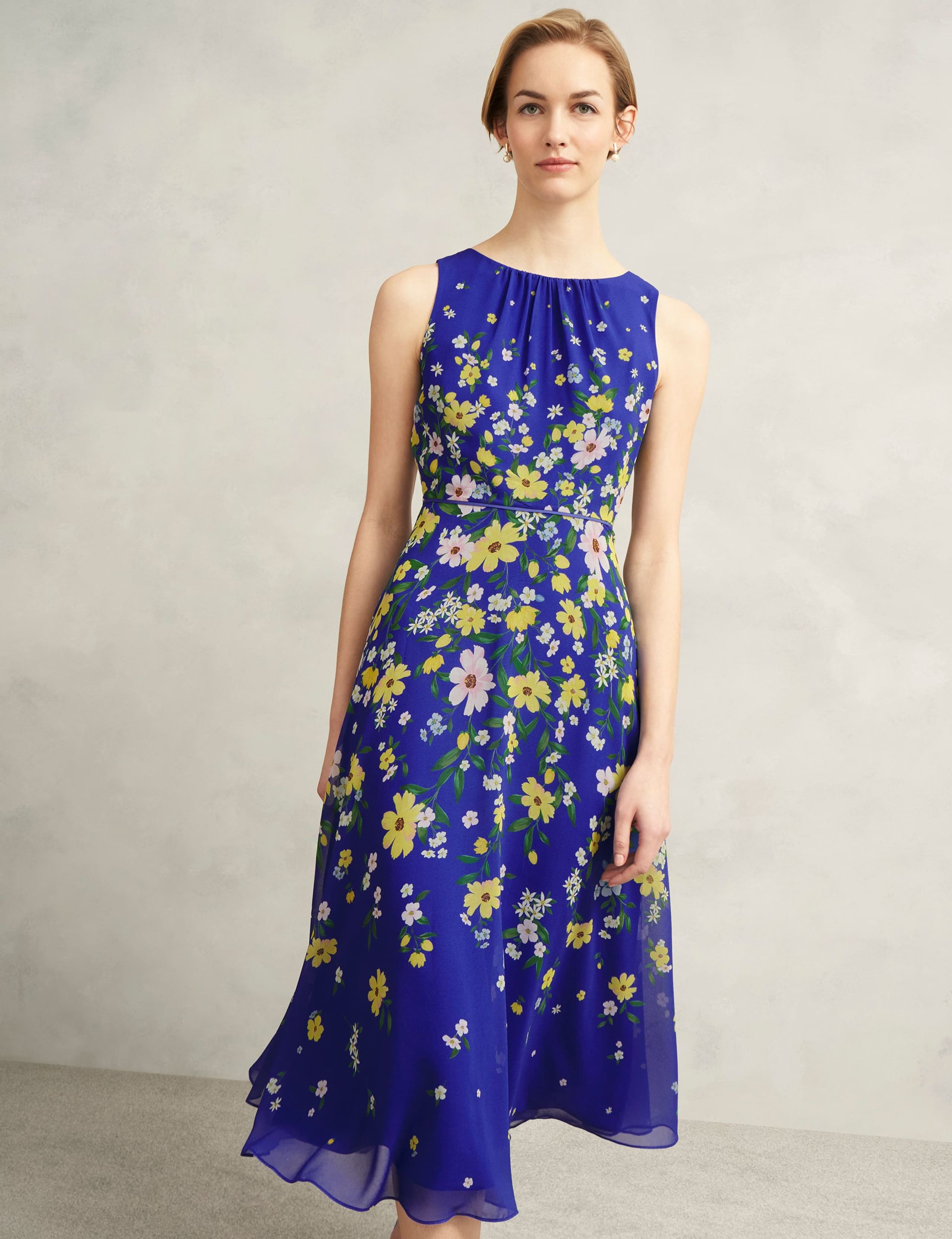 Sheer Floral Midi Skater Dress 3 of 7