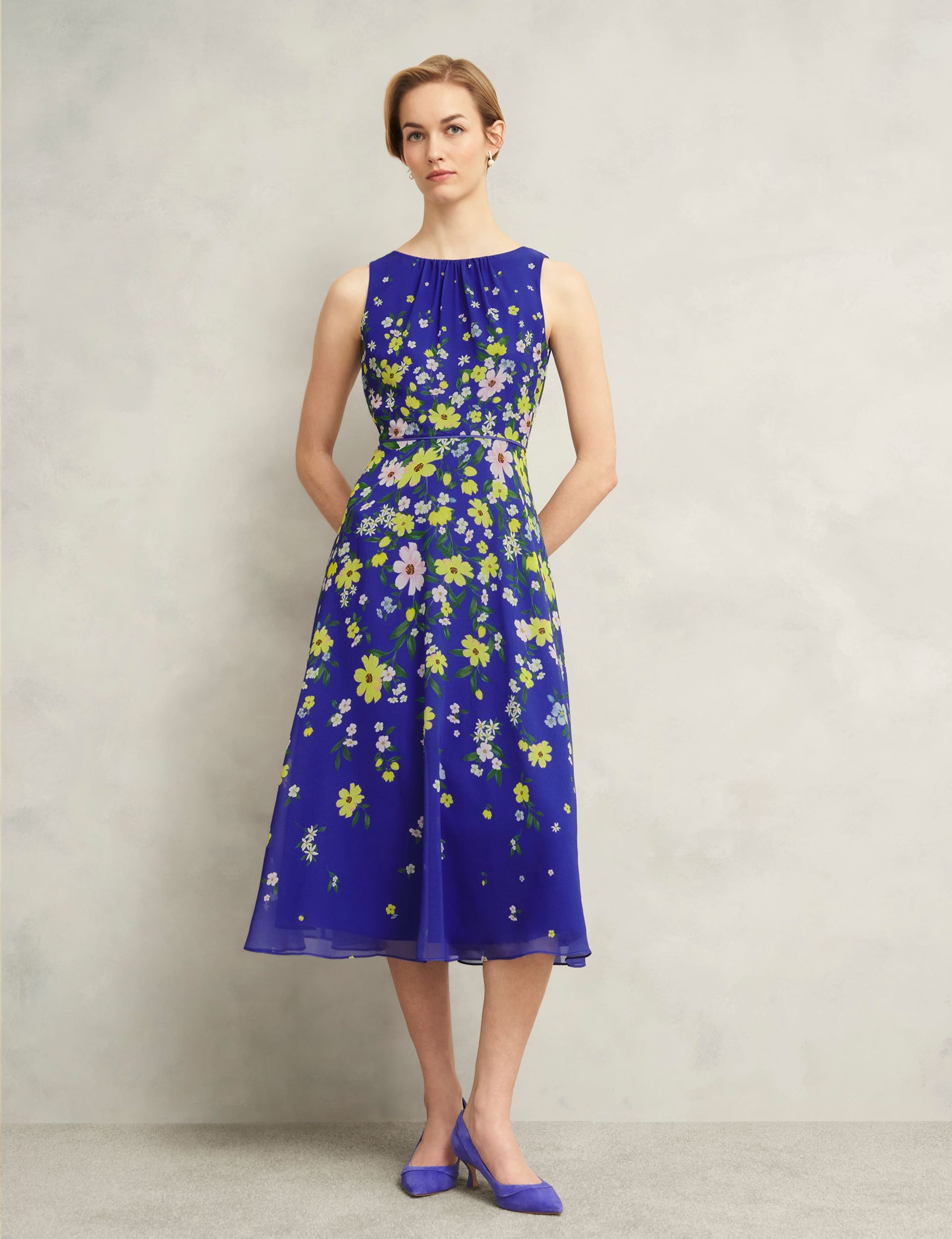 Sheer Floral Midi Skater Dress 6 of 7