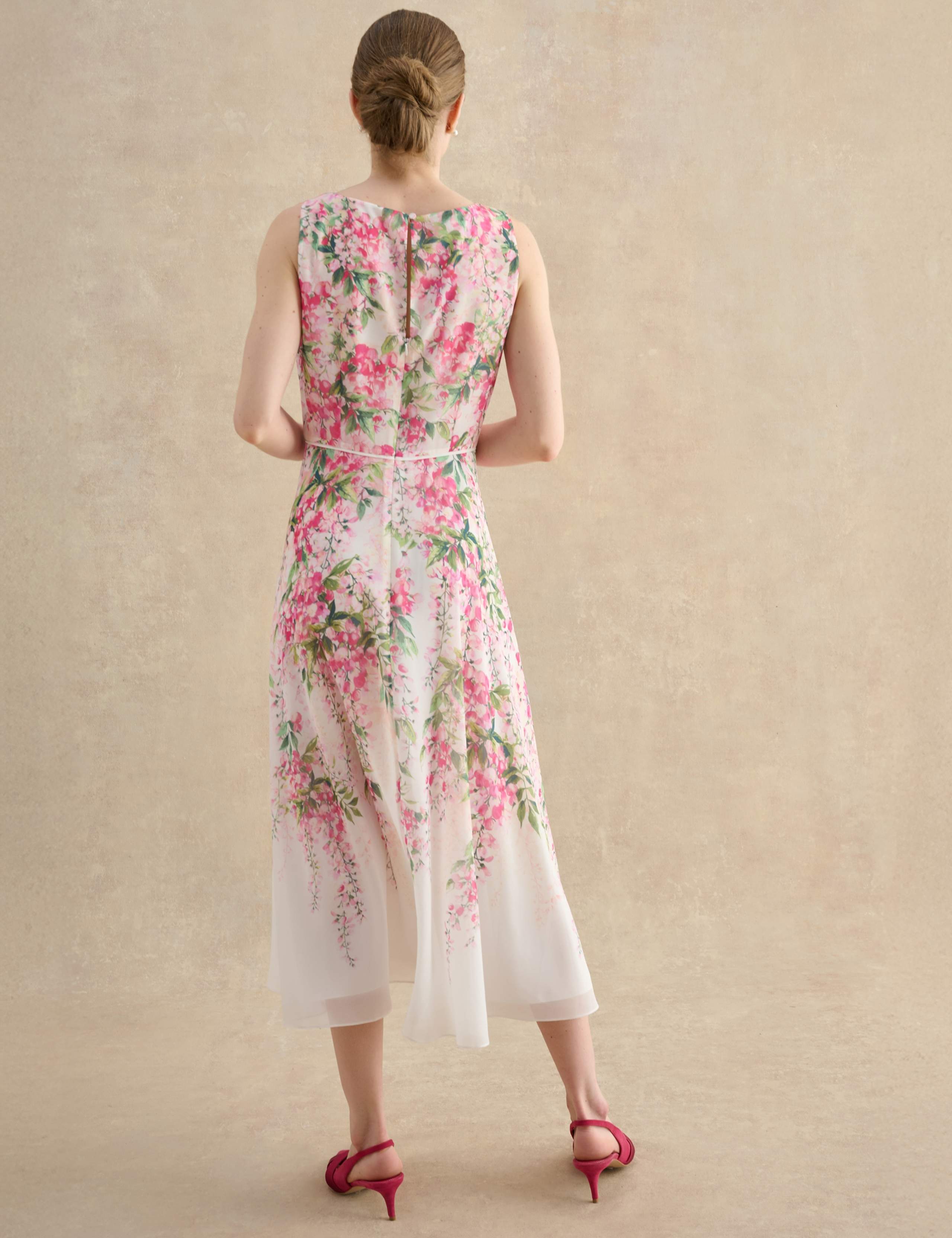 Sheer Floral Midi Skater Dress 4 of 6