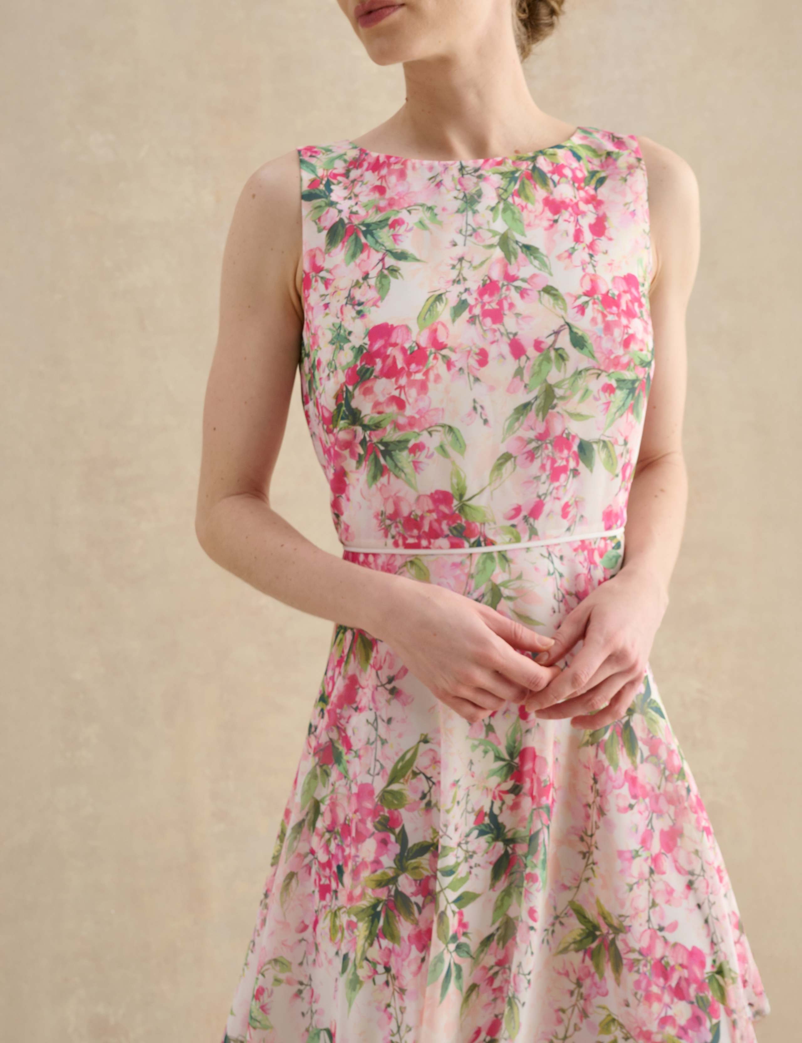 Sheer Floral Midi Skater Dress 5 of 6