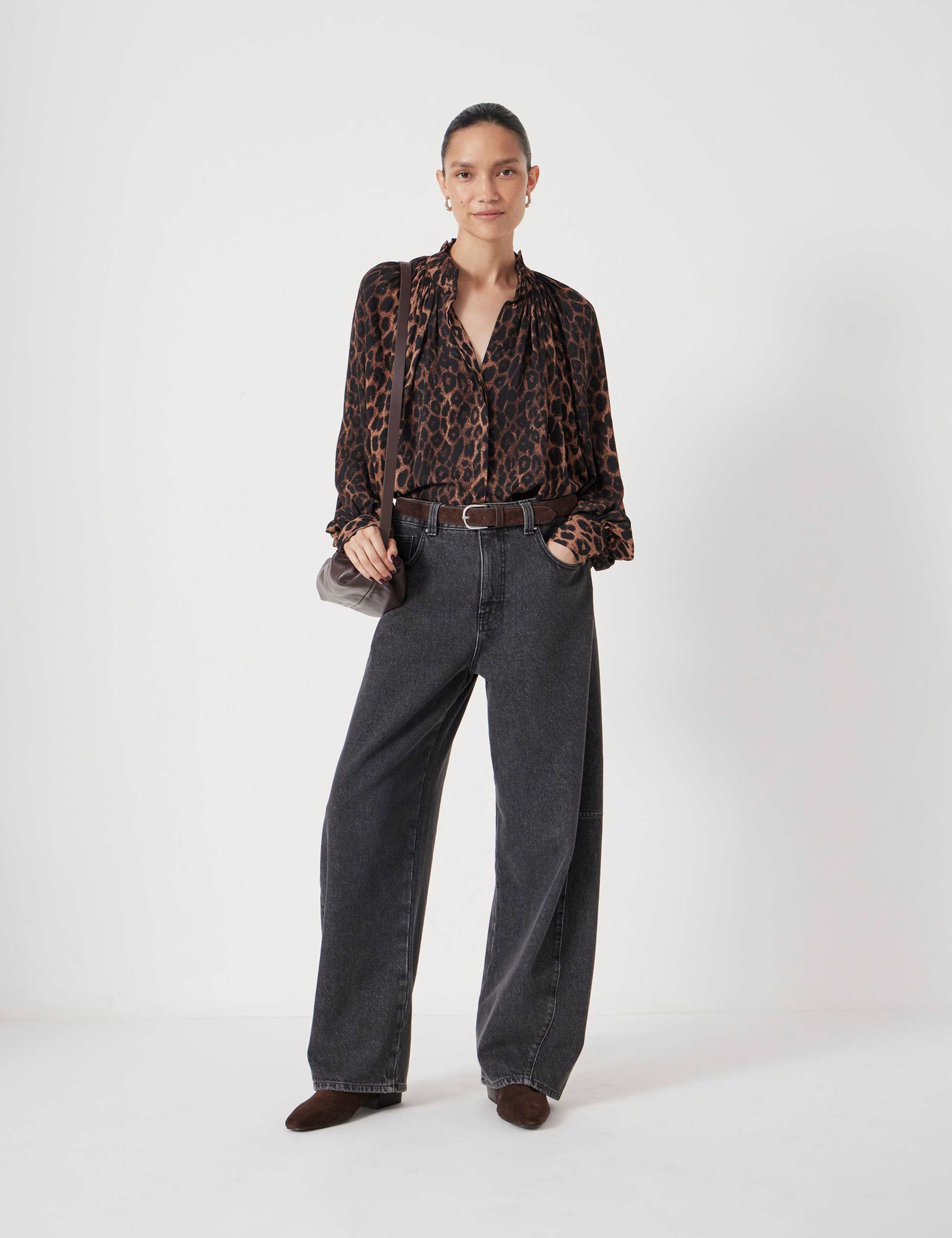 High Neck Blouson Sleeve Blouse 3 of 8