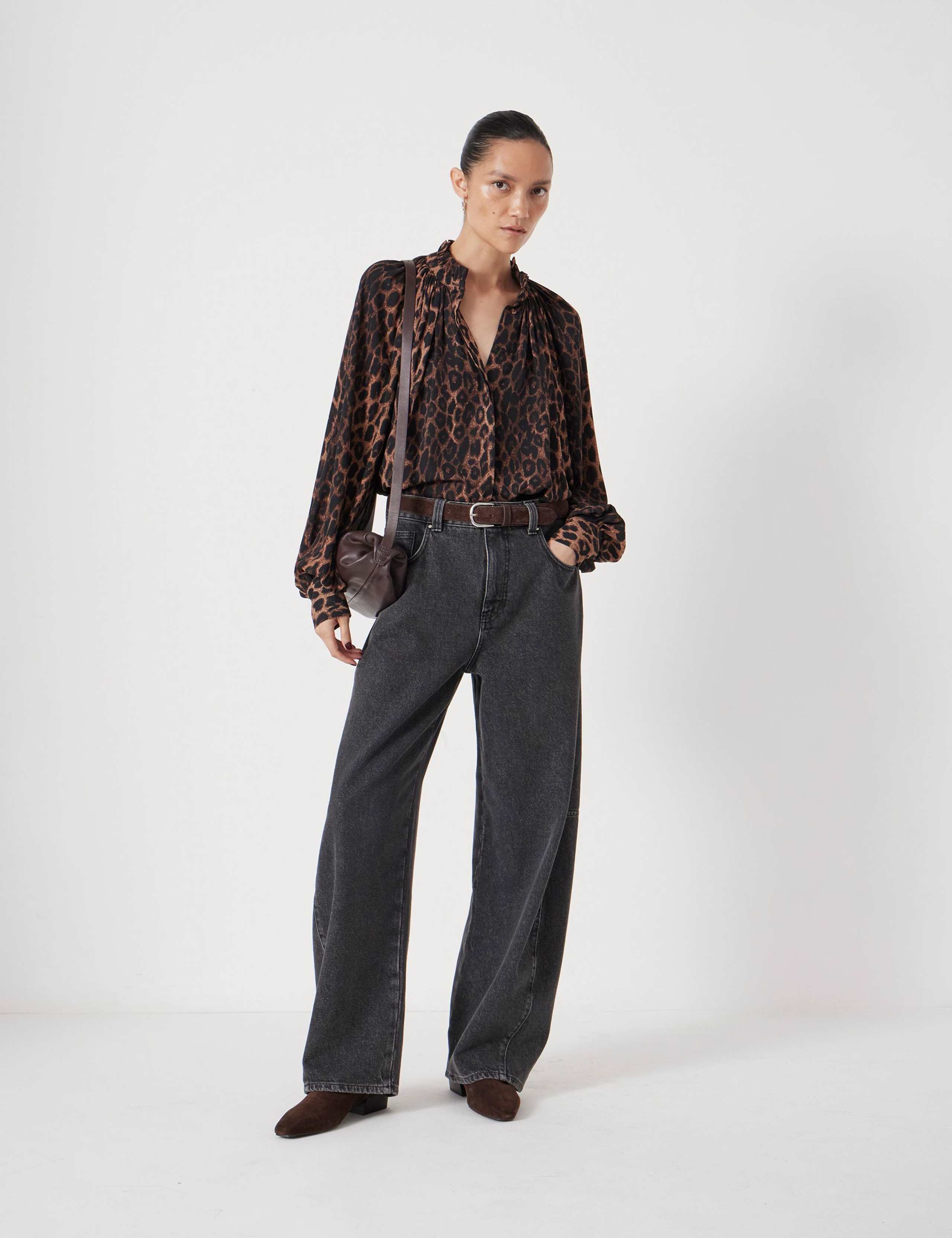 High Neck Blouson Sleeve Blouse 4 of 8