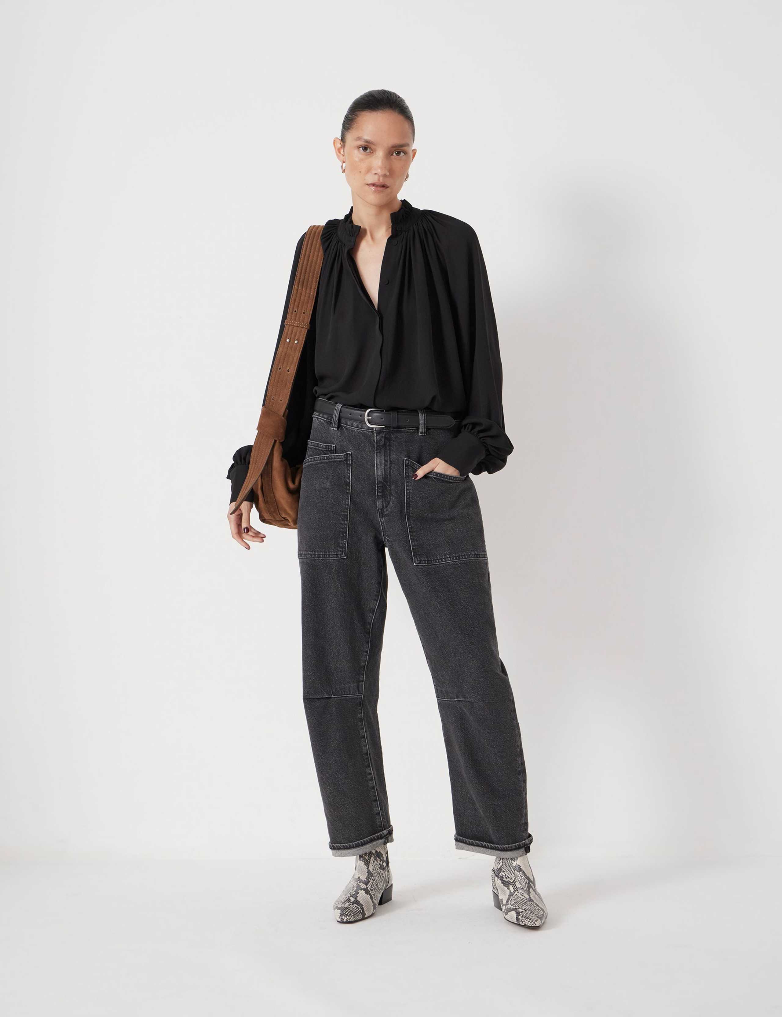 High Neck Blouson Sleeve Blouse 3 of 6