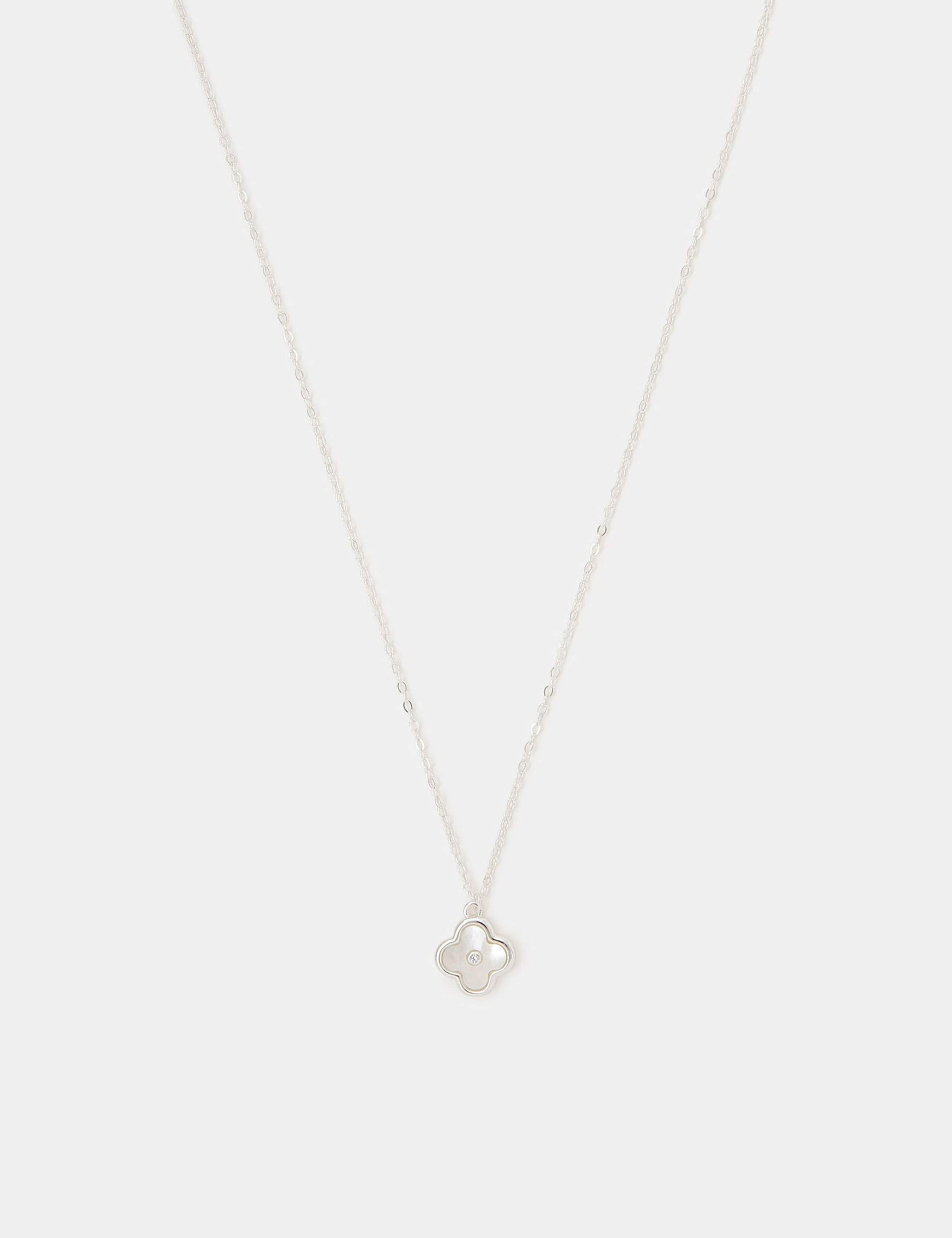 Sterling Silver Mother of Pearl Clover Necklace 2 of 2