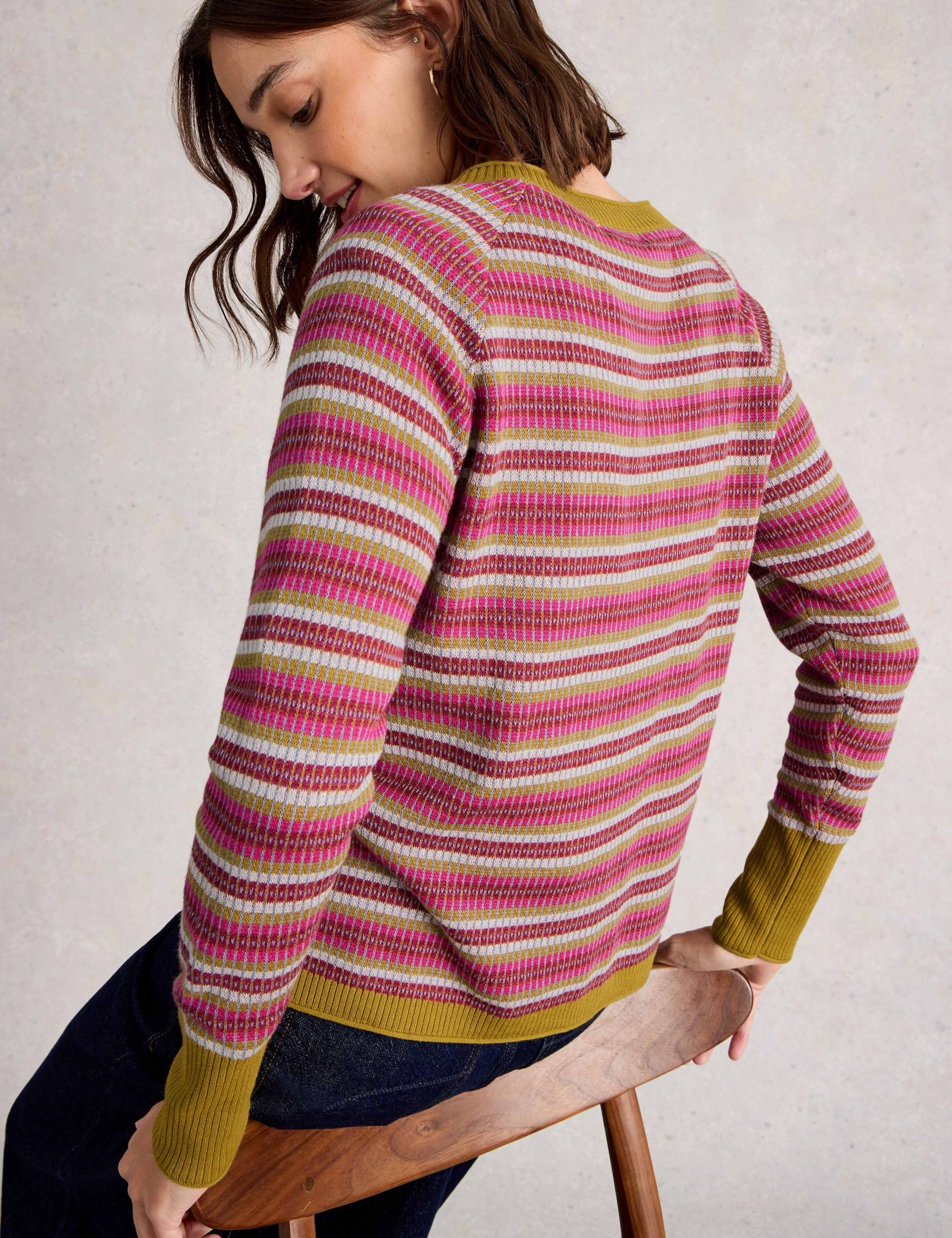 Cotton Striped Round Neck Cardigan 5 of 5