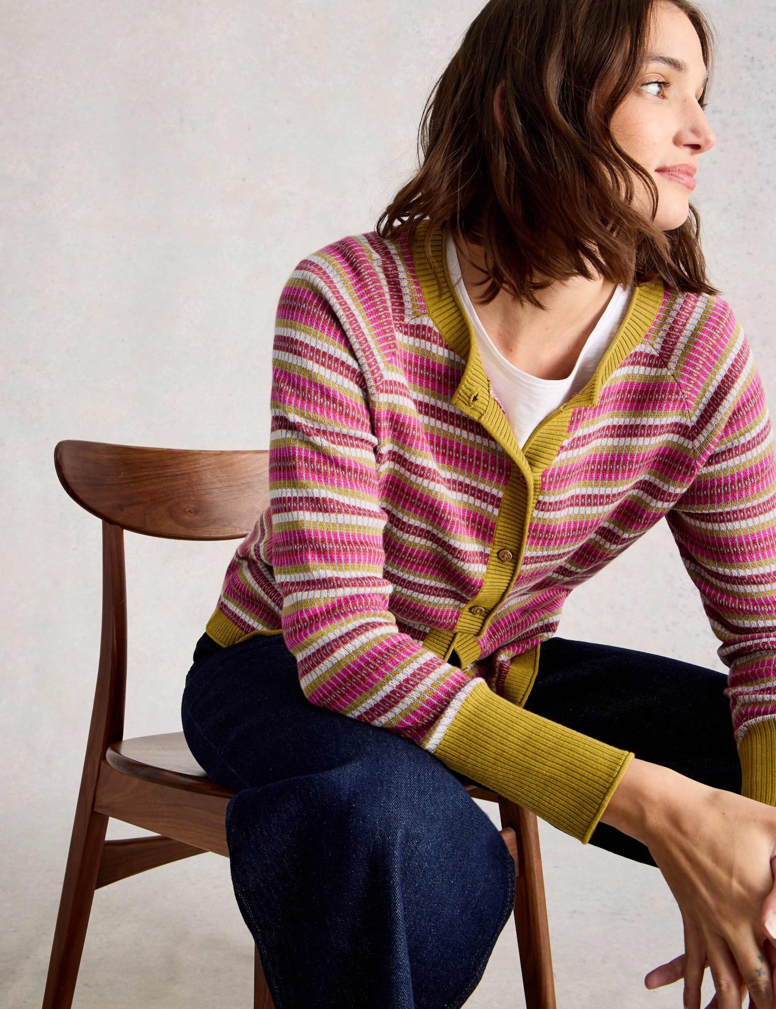 Pure Cotton Jacquard Crew Neck Cardigan 6 of 6
