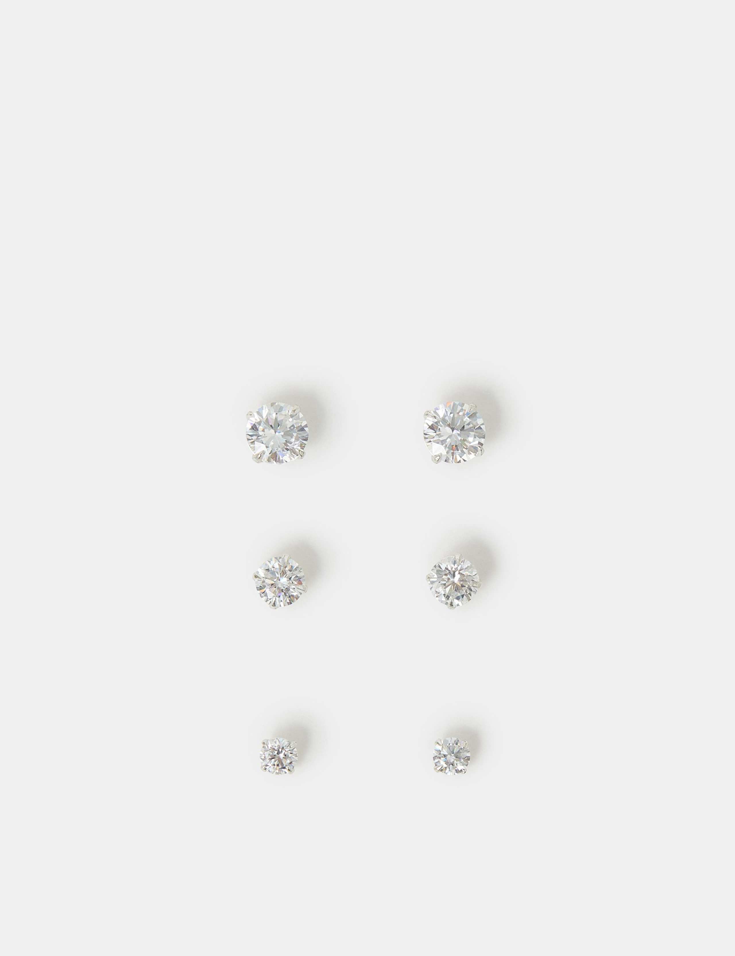 3 Pack Sterling Silver Plated Stud Earrings 2 of 3