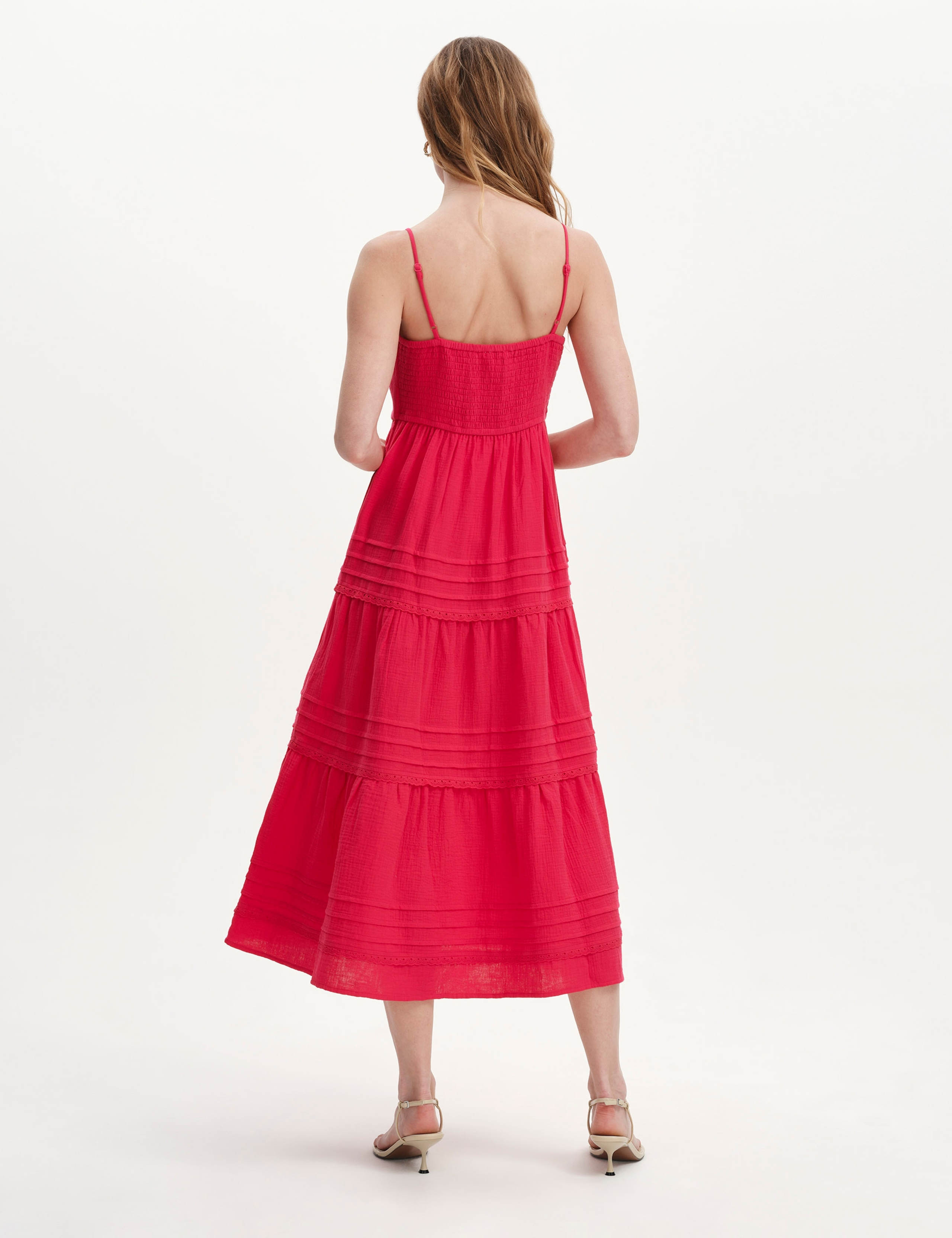 Pure Cotton V-Neck Strappy Midi Tiered Dress 5 of 7