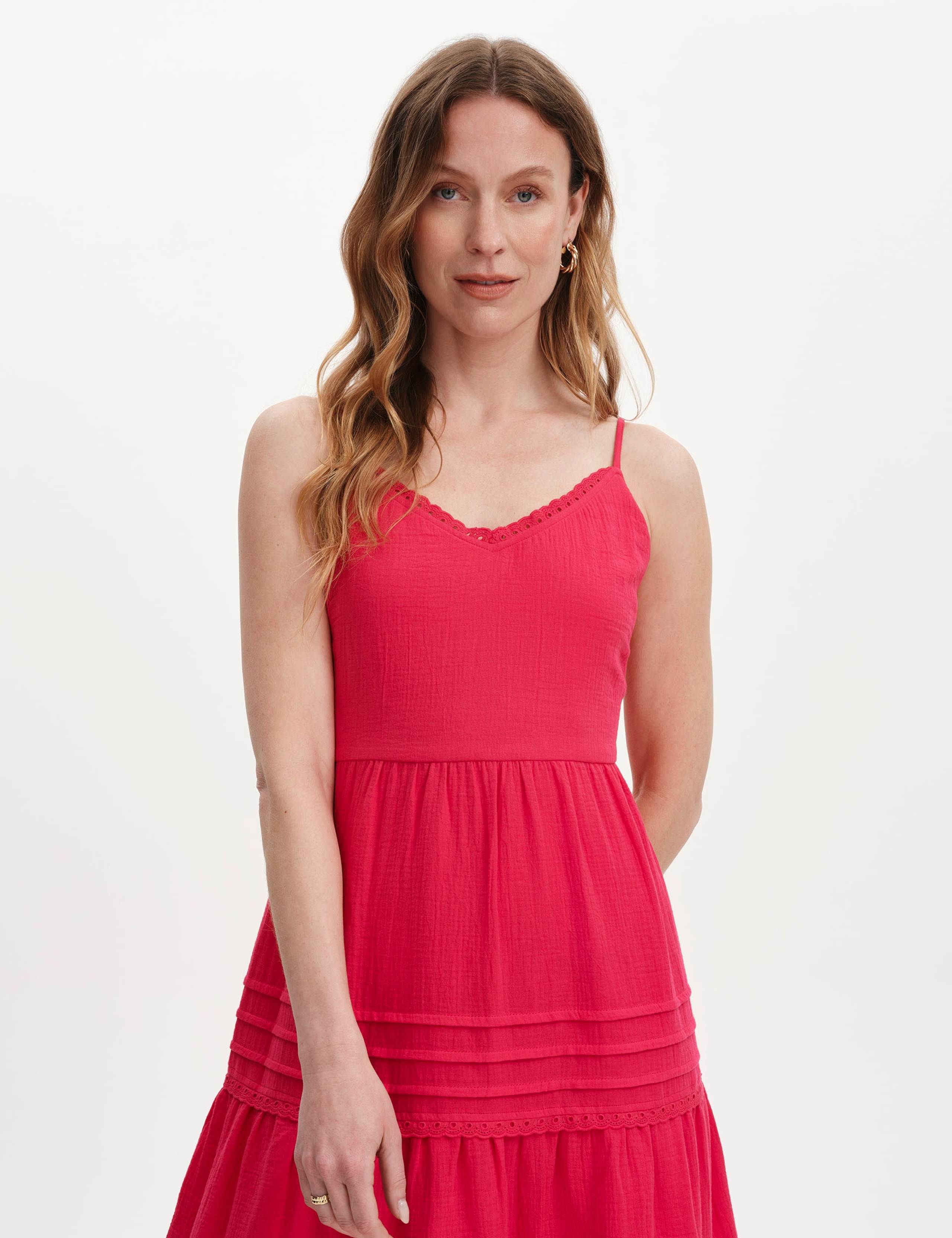 Pure Cotton V-Neck Strappy Midi Tiered Dress 6 of 7