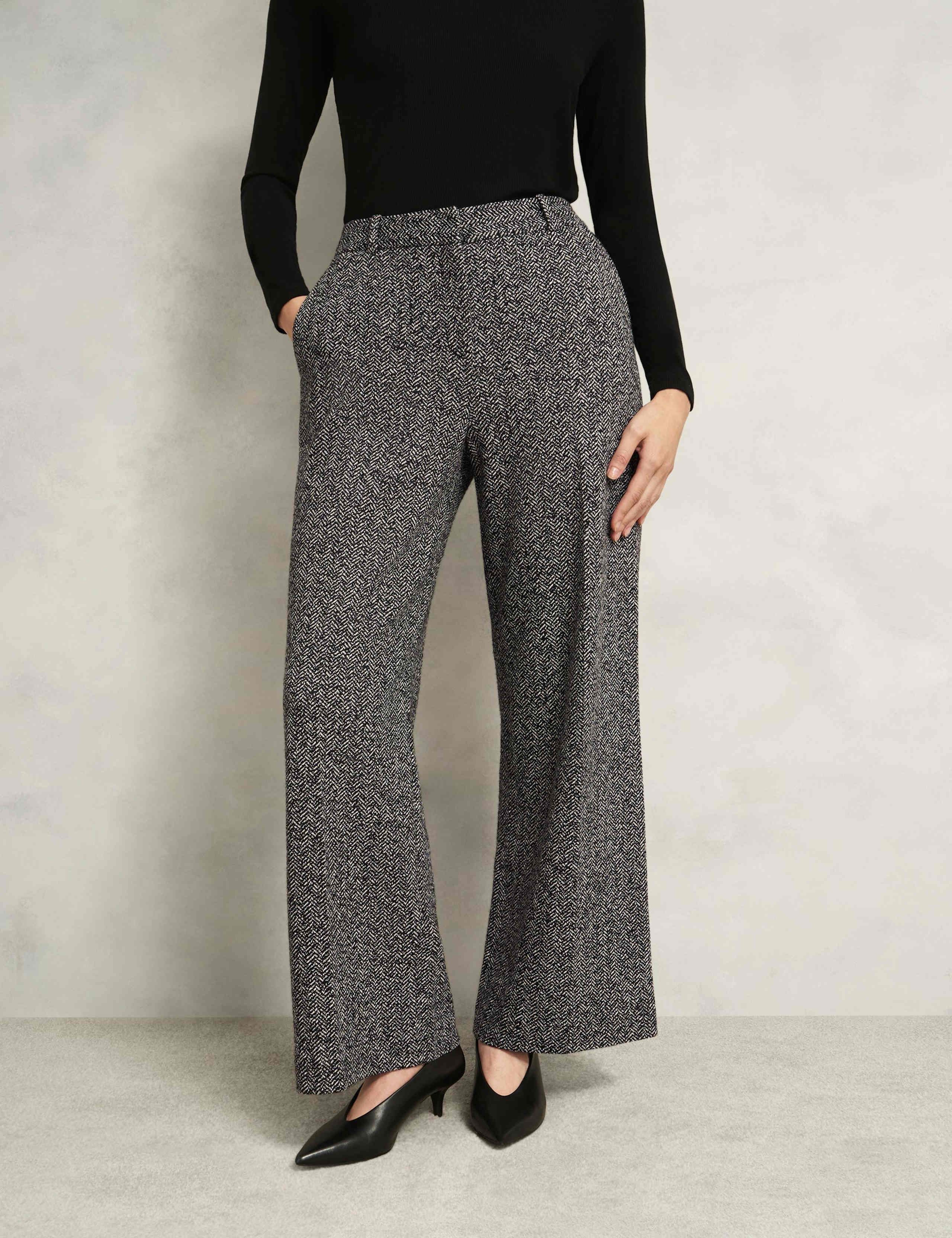 Wool Blend Textured Slim Fit Trousers 3 of 6