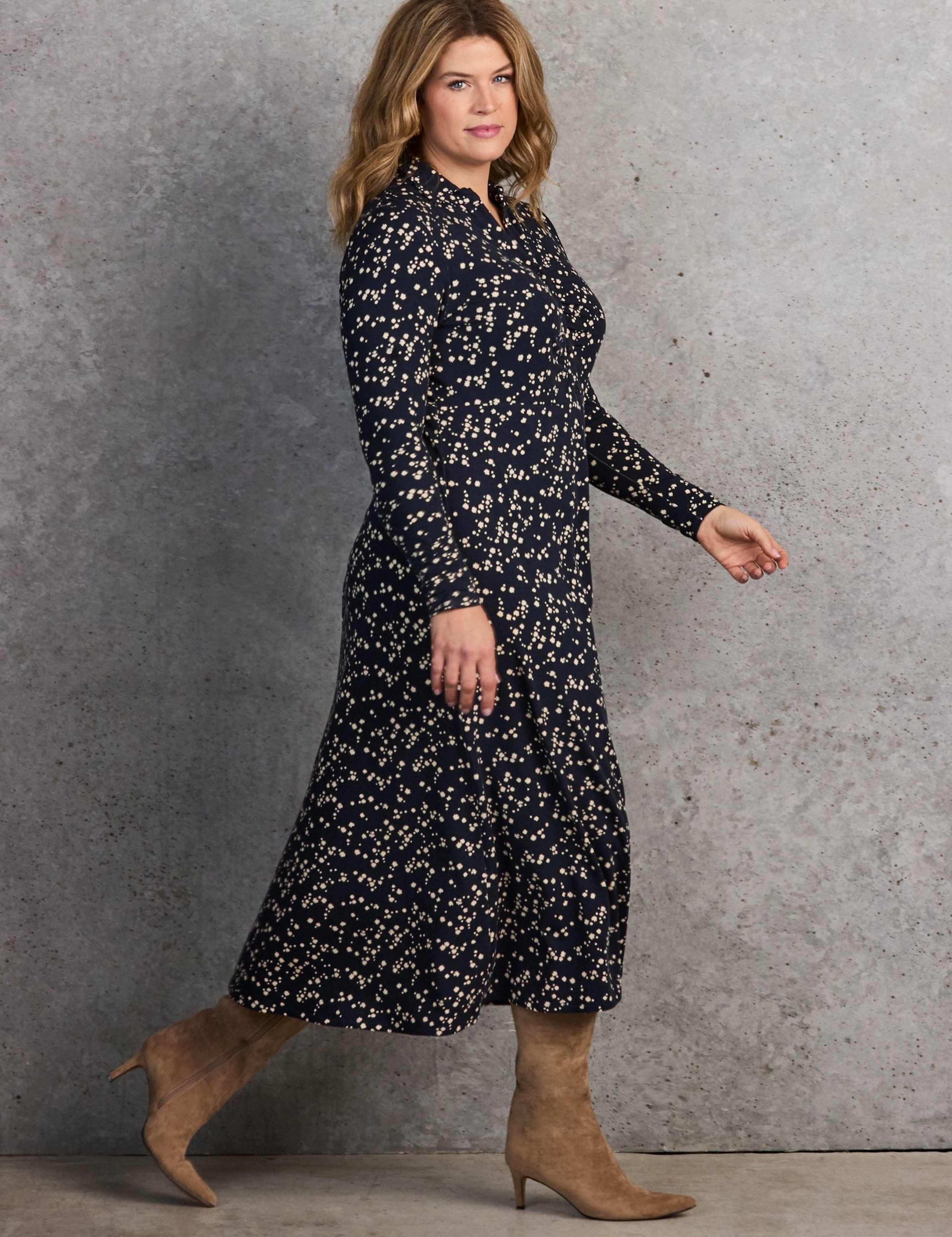 Ditsy Floral Notch Neck Midaxi Shirt Dress 2 of 6
