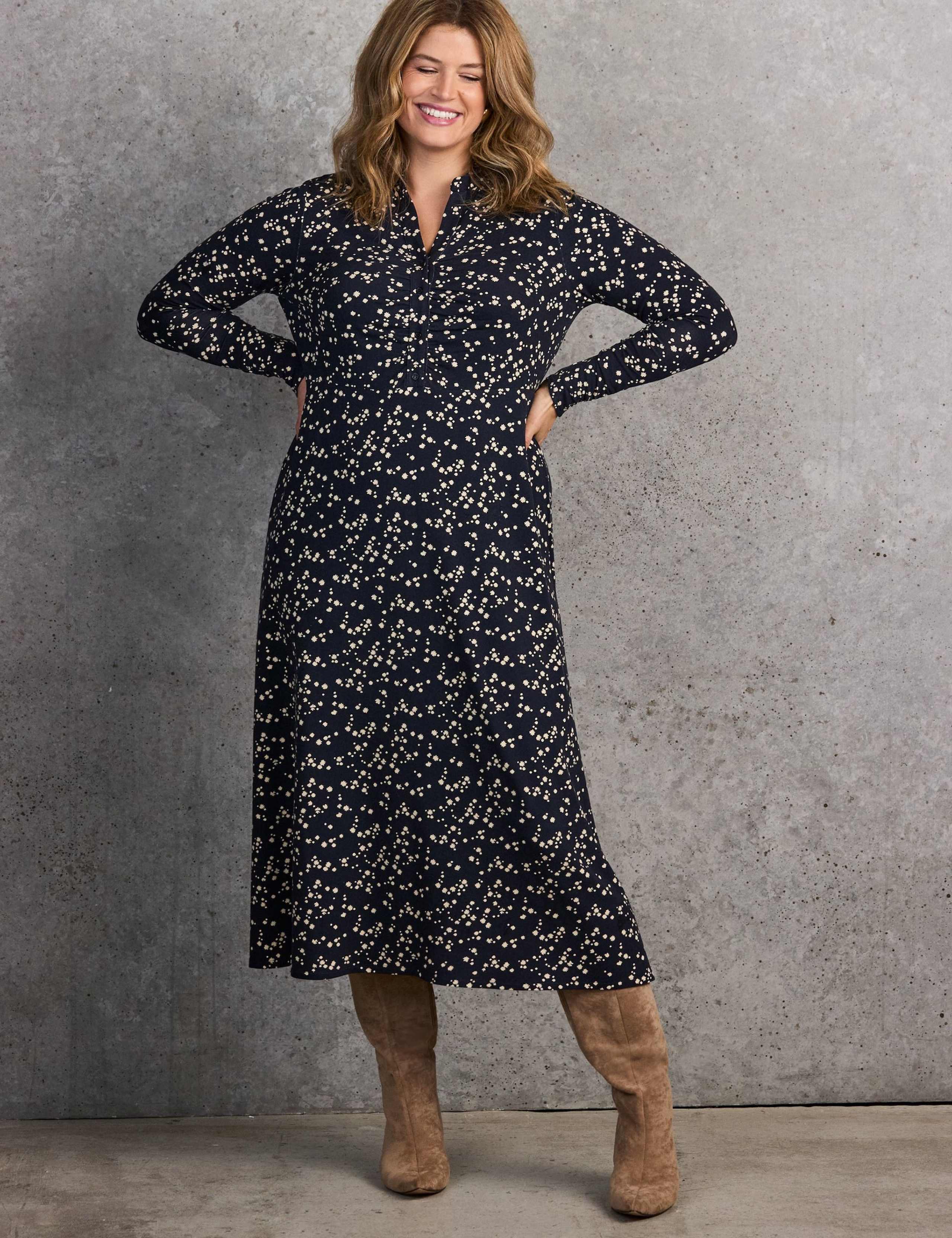 Ditsy Floral Notch Neck Midaxi Shirt Dress 3 of 6