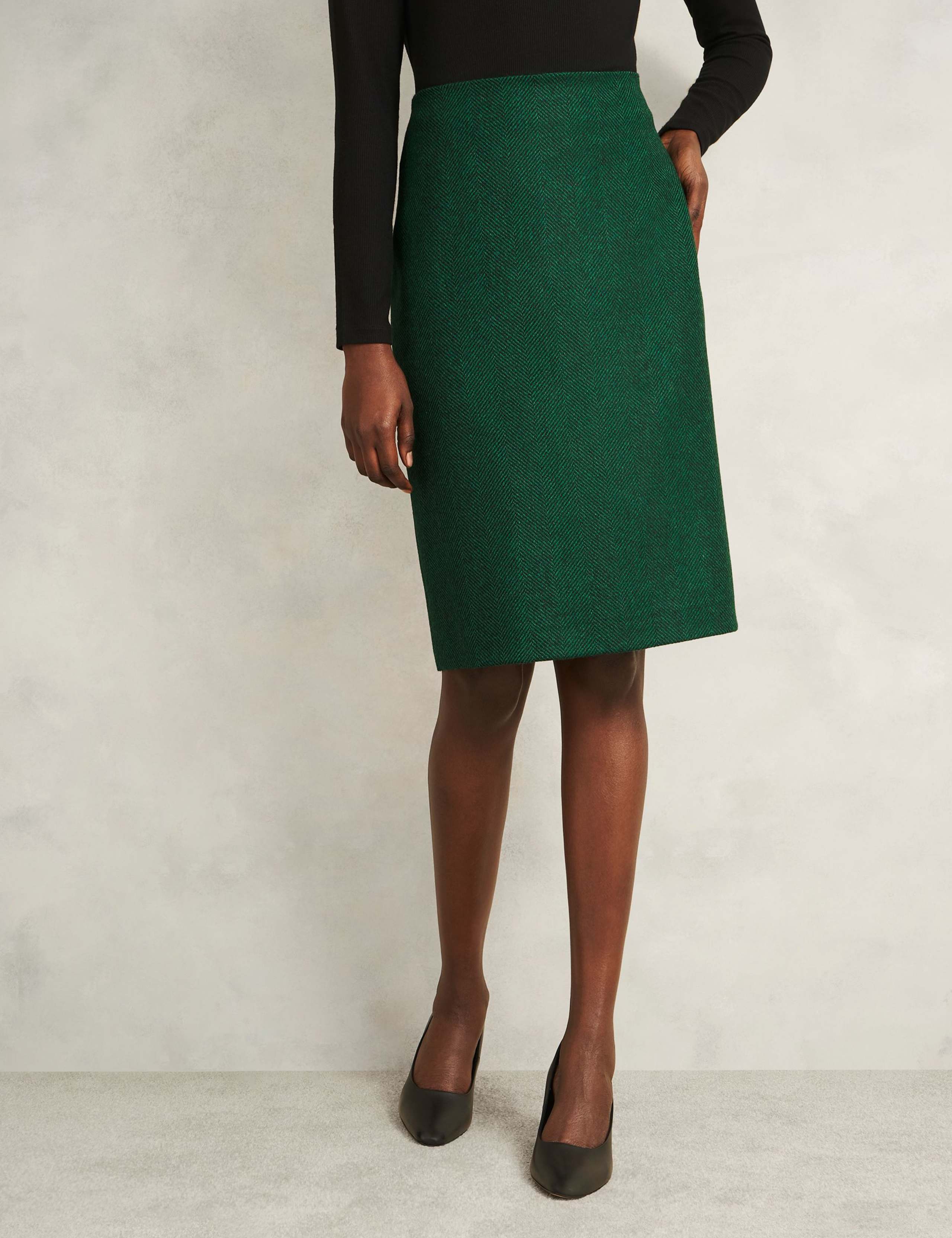 Pure Wool Textured Knee Length Pencil Skirt 5 of 6