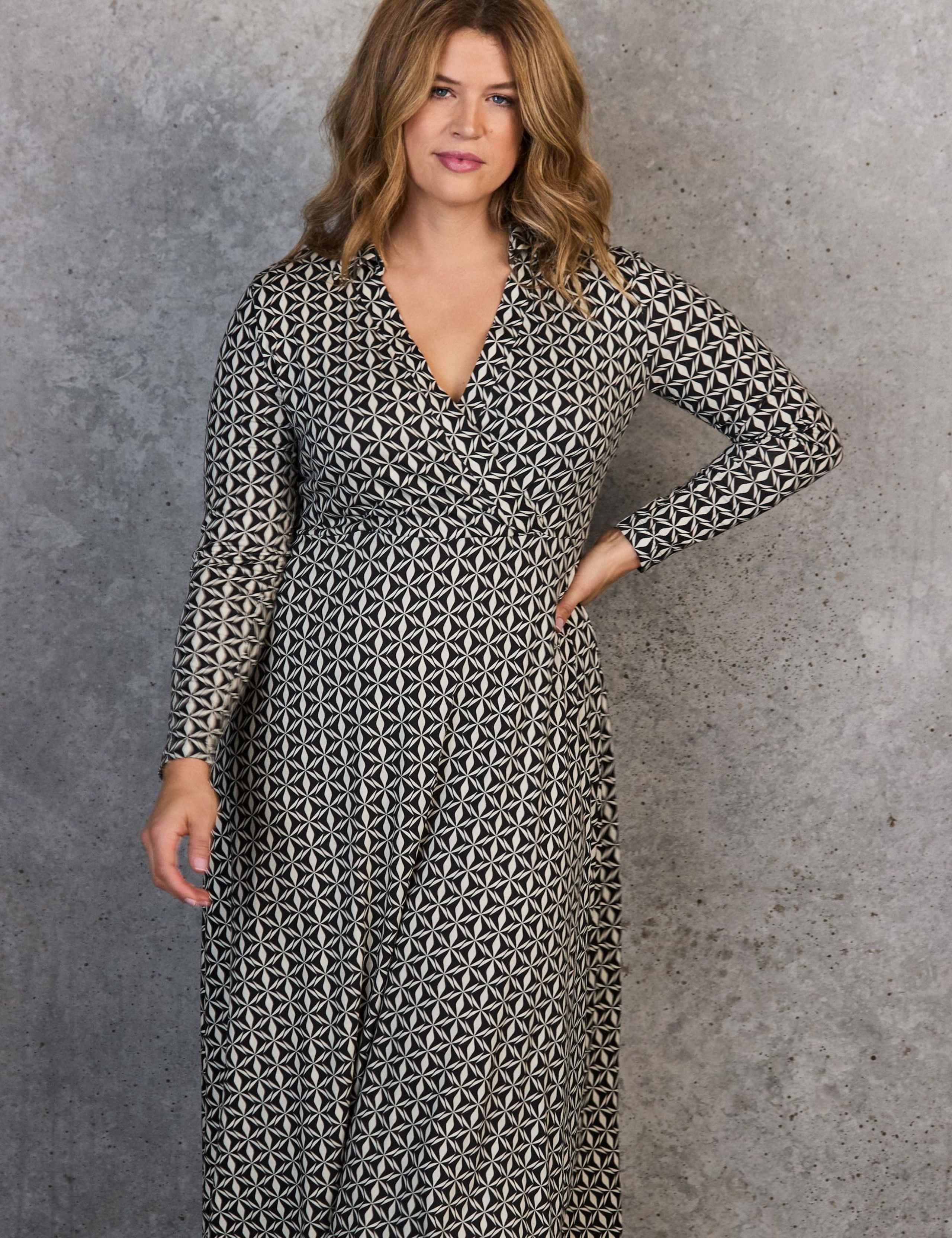 Jersey Geometric Midaxi Wrap Dress 2 of 5