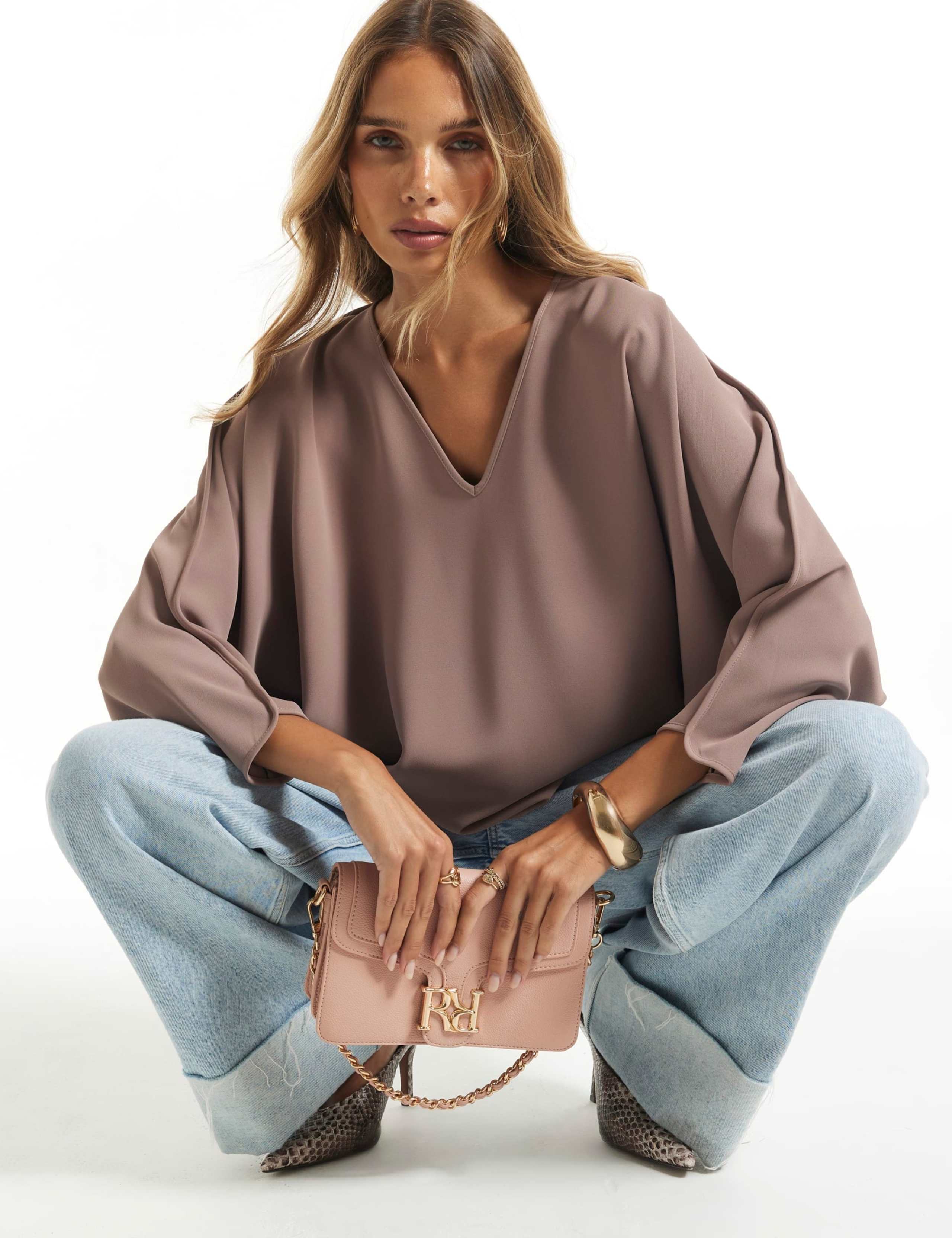 Relaxed Batwing V Neck Top 4 of 6
