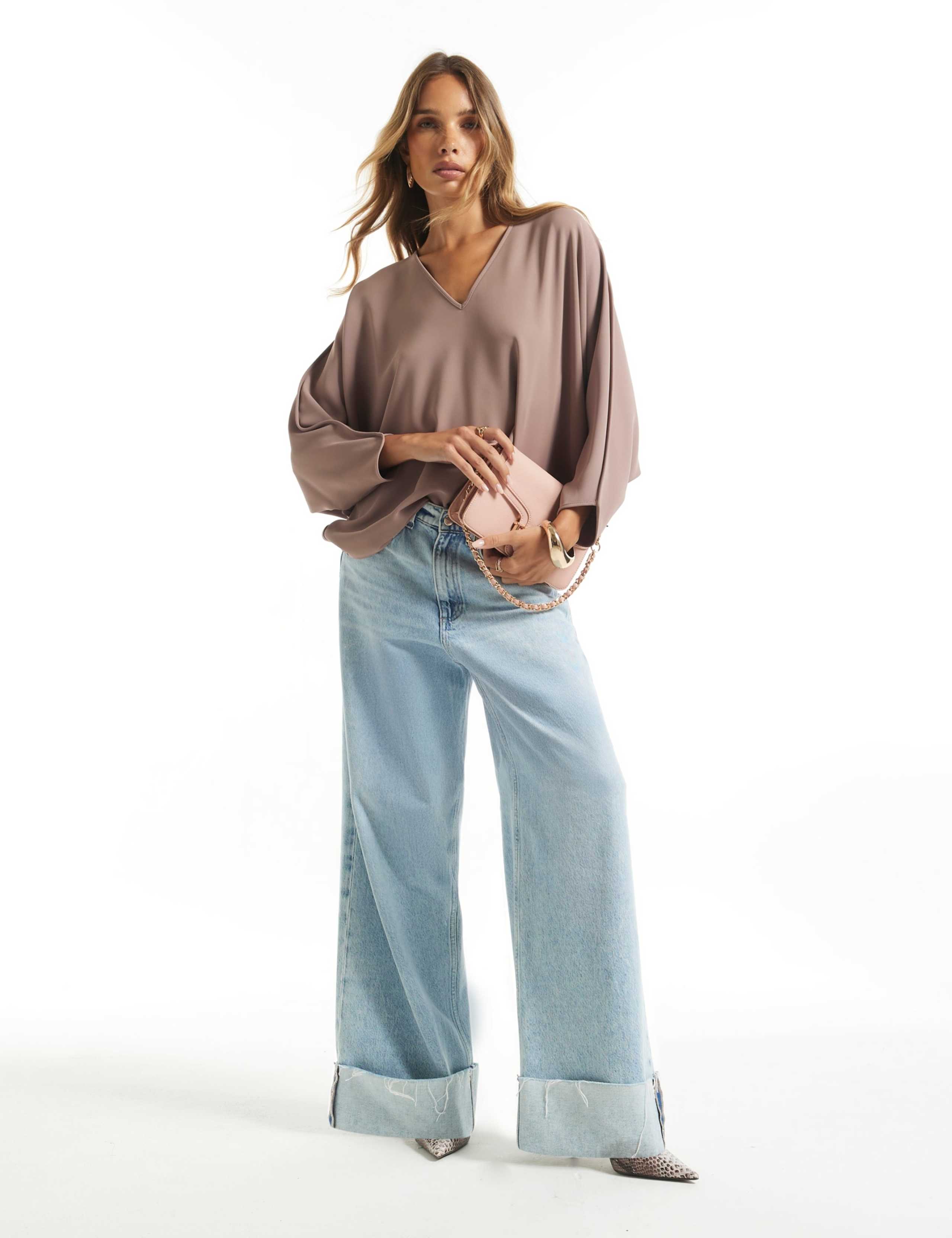 Relaxed Batwing V Neck Top 5 of 6