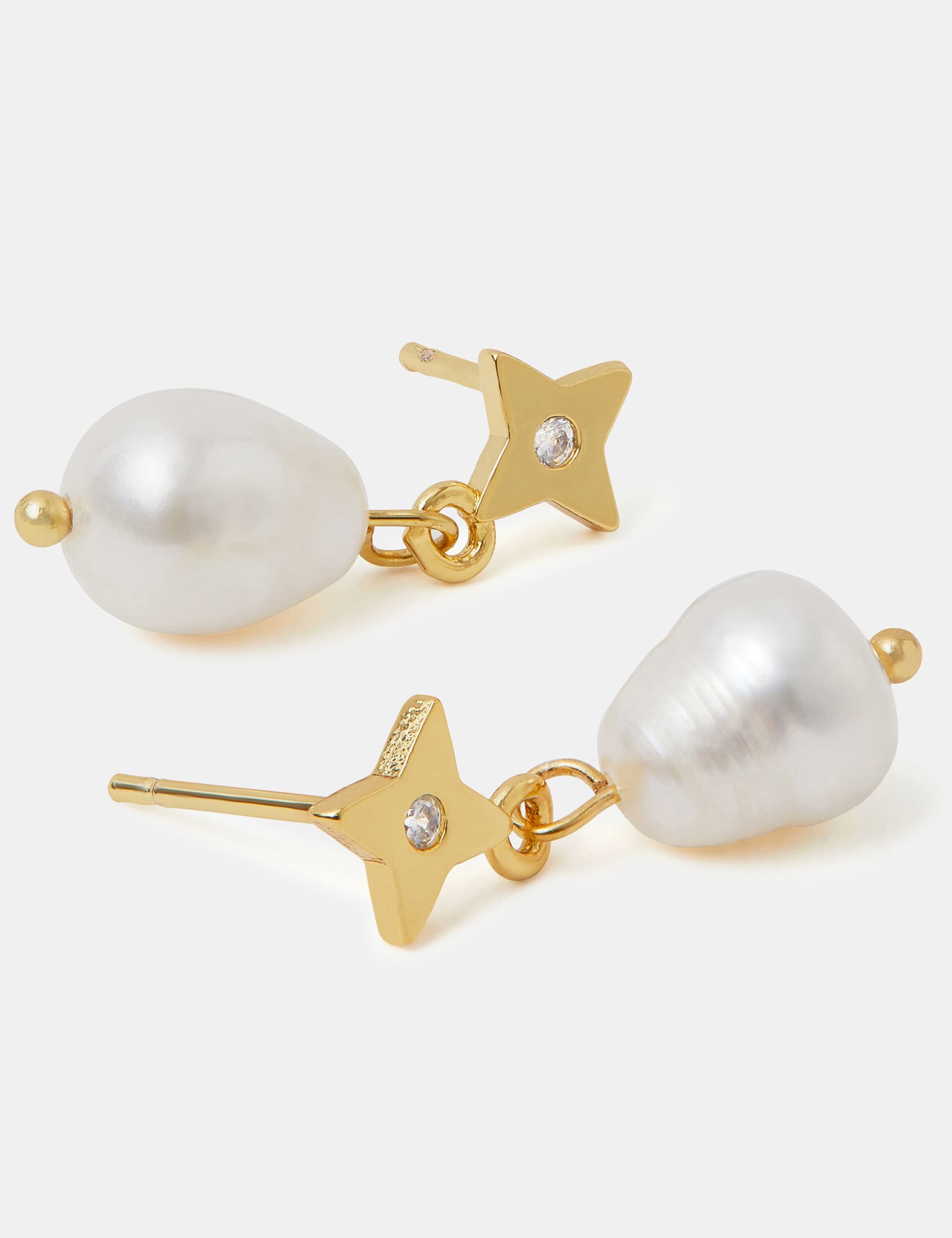 14ct Gold Plated Pearl Drop Earrings 2 of 2