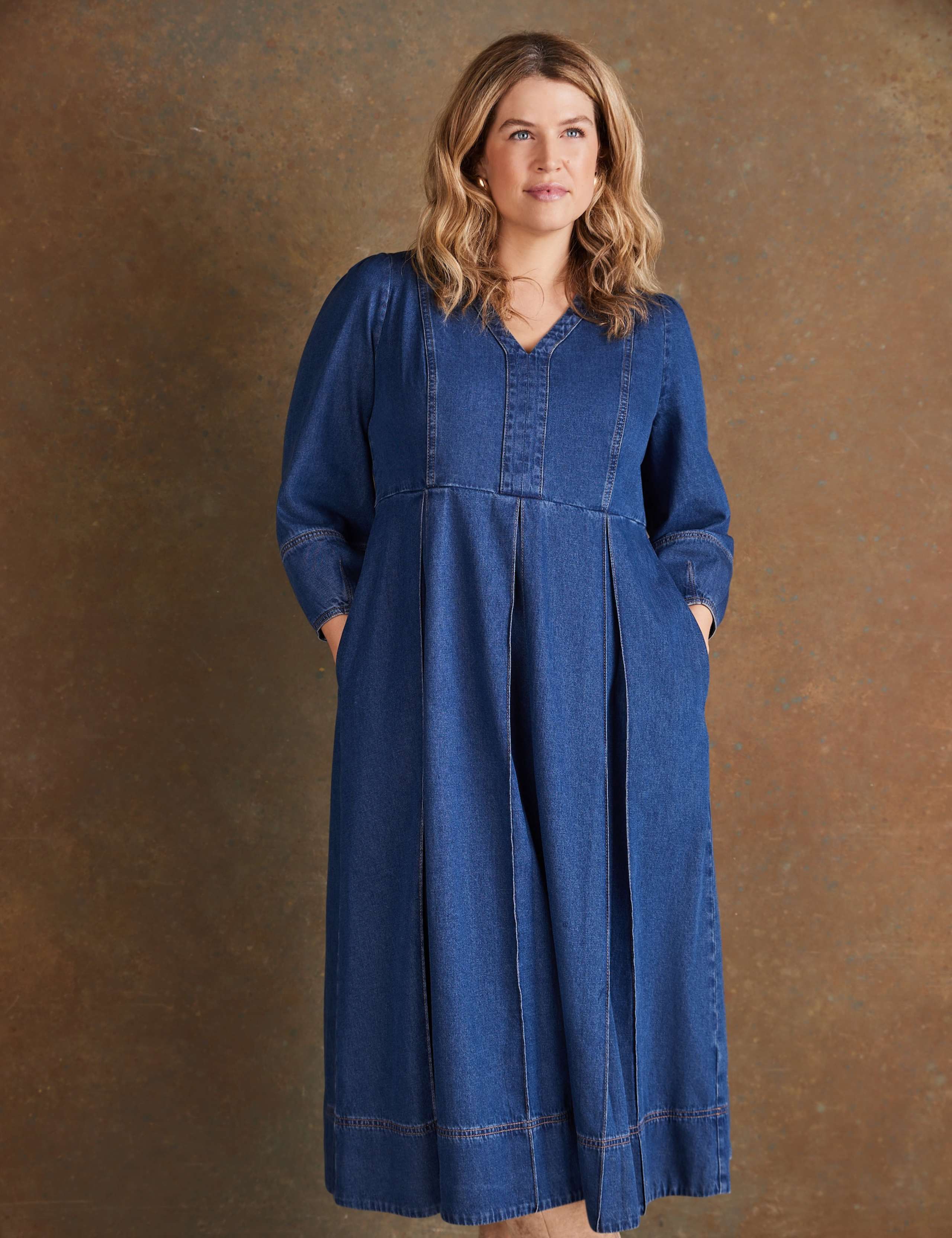 Pure Cotton Denim V-Neck Midaxi Dress 3 of 5