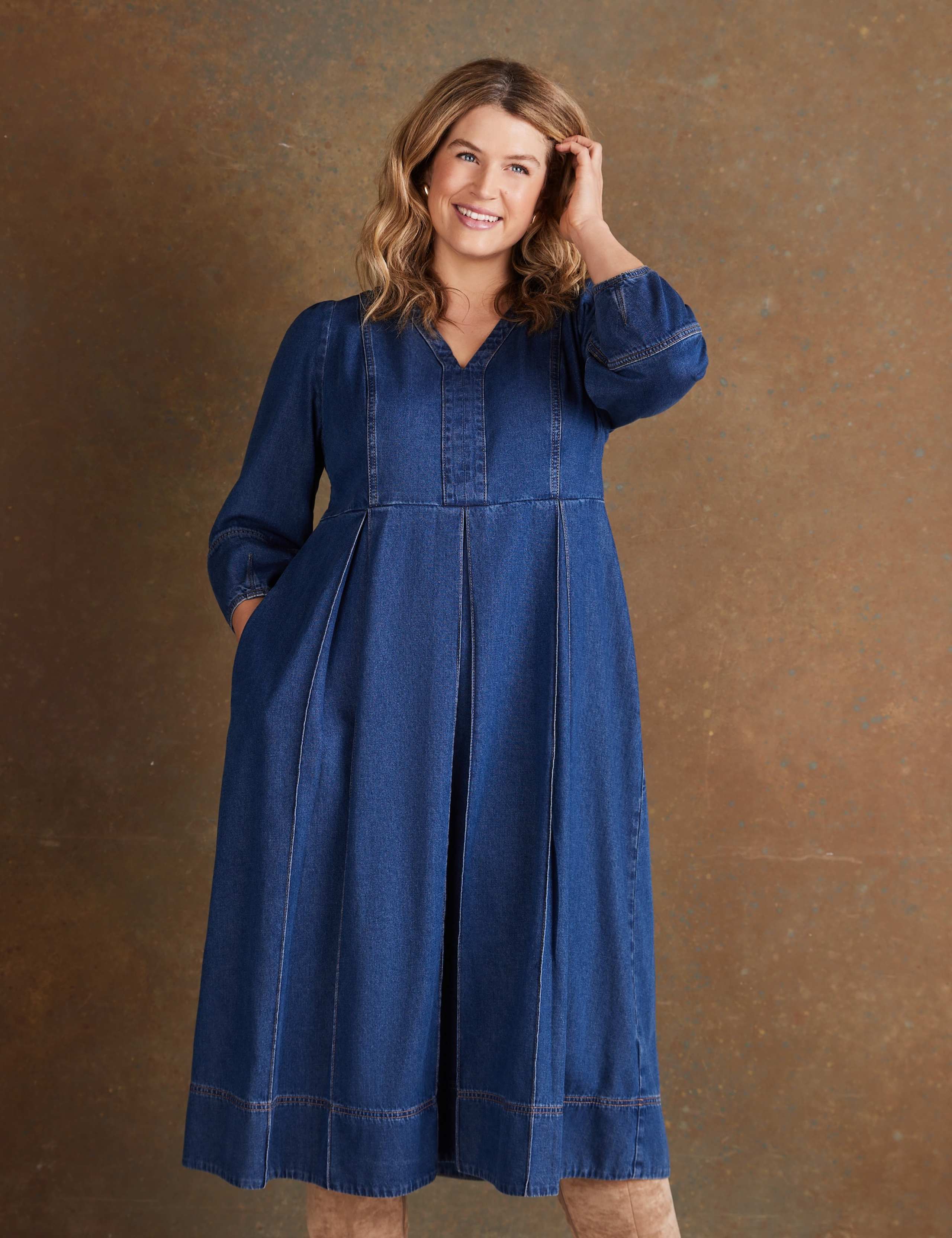 Pure Cotton Denim V-Neck Midaxi Dress 5 of 5