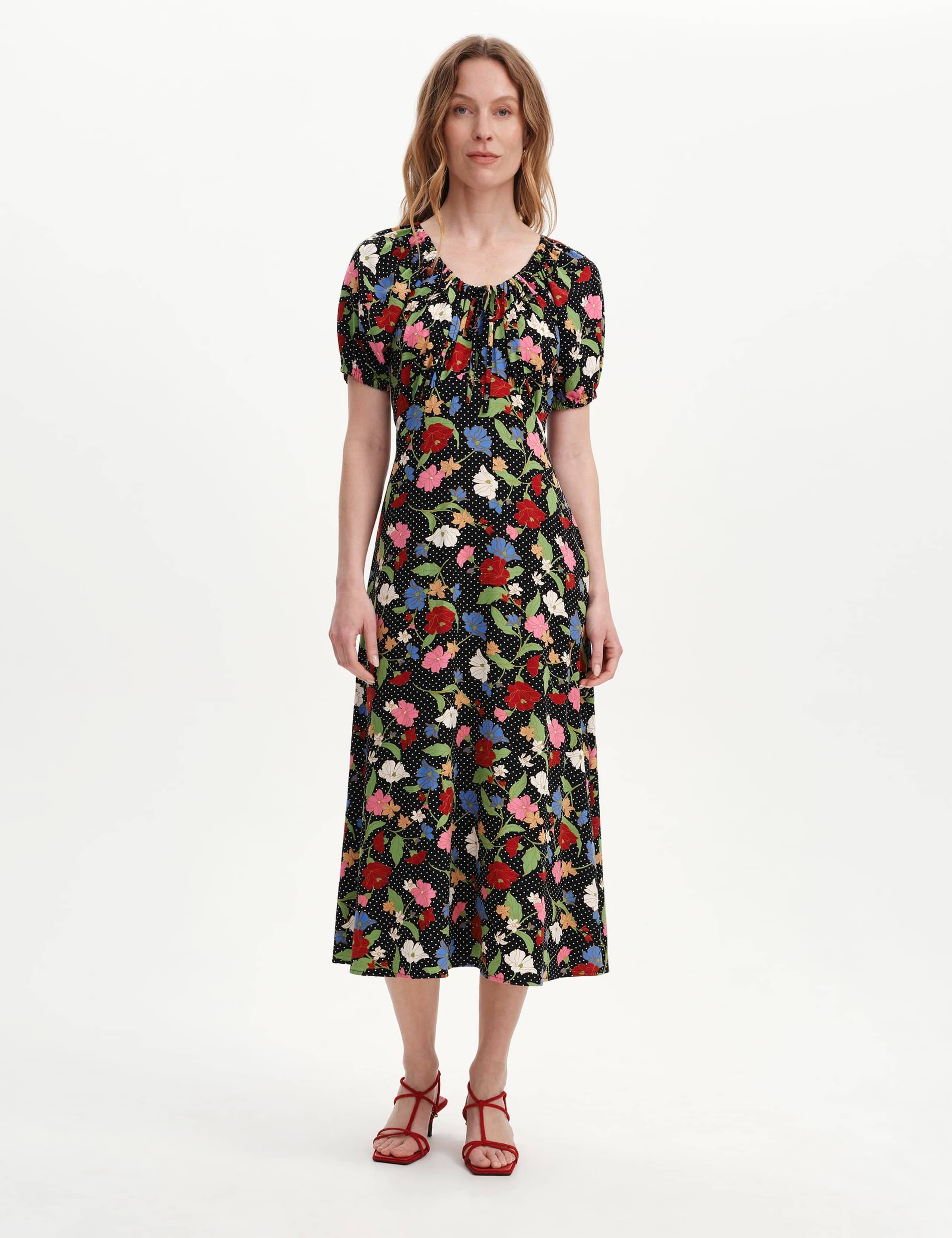 Floral Scoop Neck Midi Waisted Dress 6 of 6