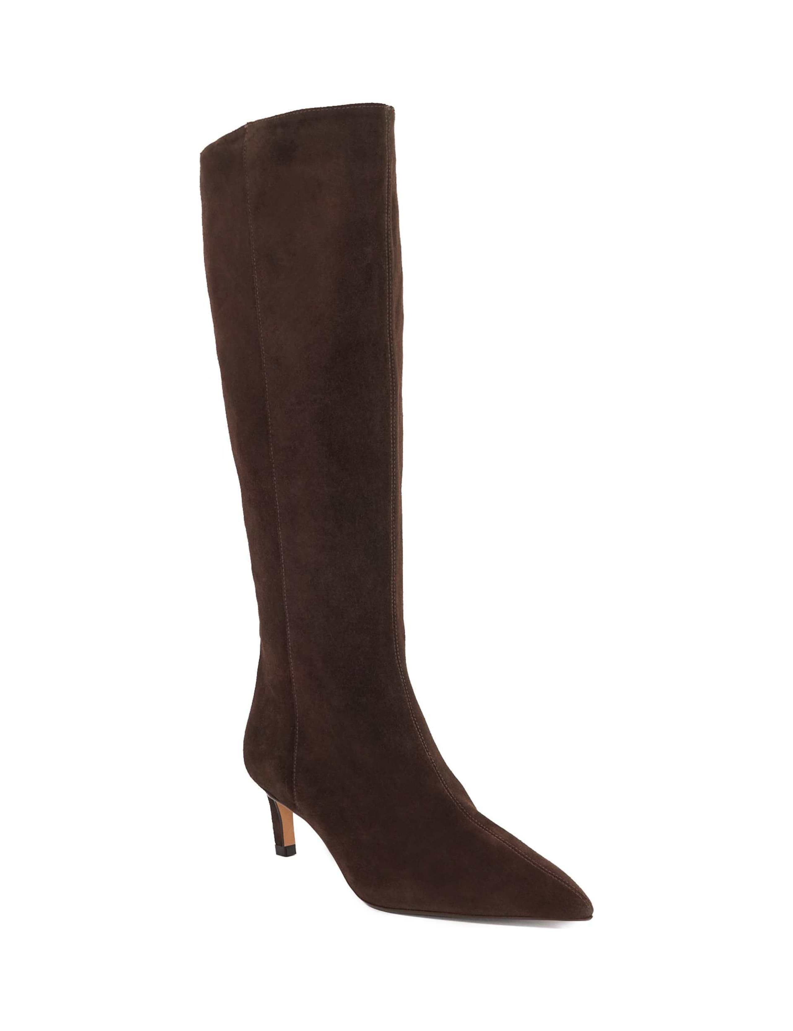 Wide Fit Leather Kitten Heel Knee High Boots 3 of 5