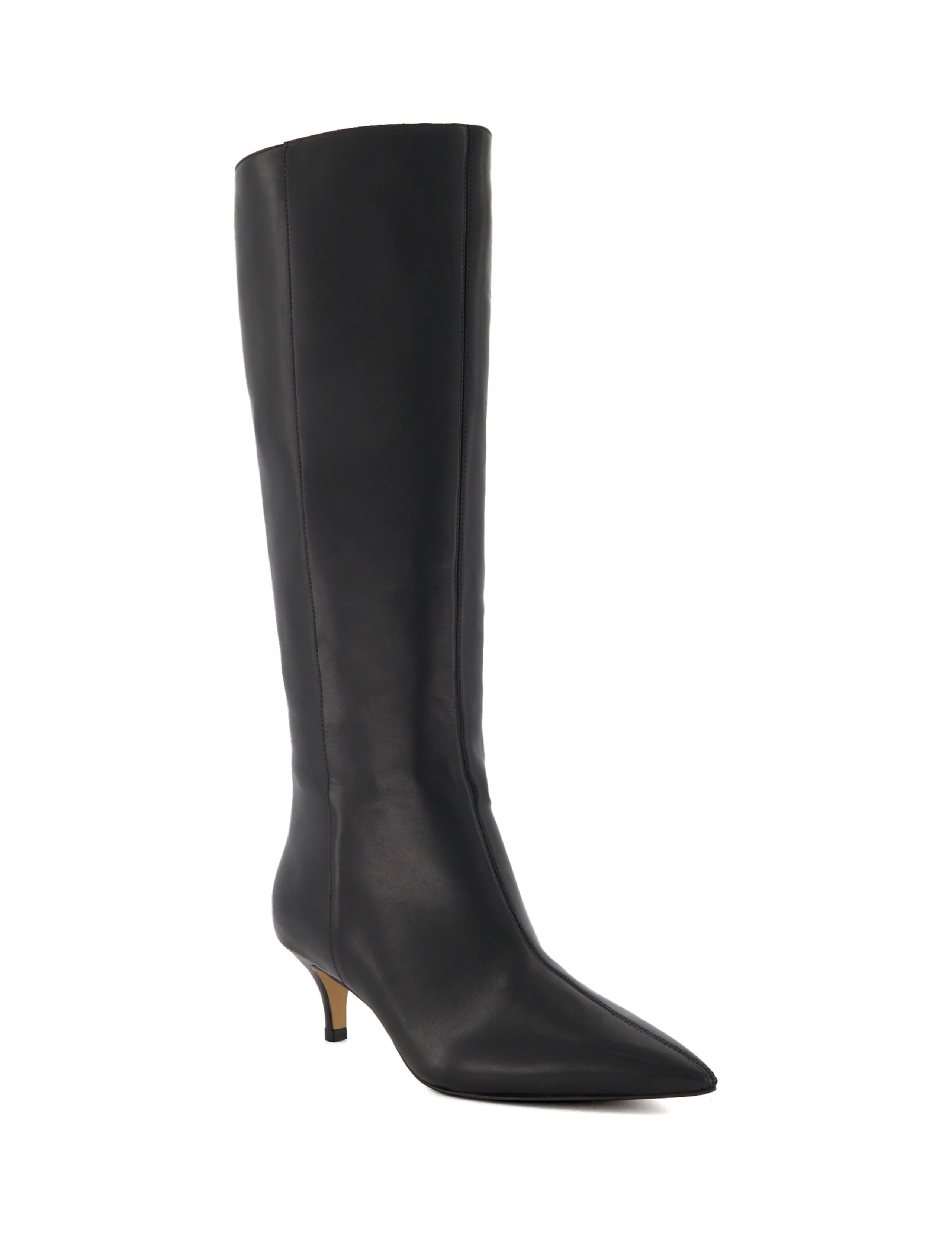 Wide Fit Leather Kitten Heel Knee High Boots 3 of 4