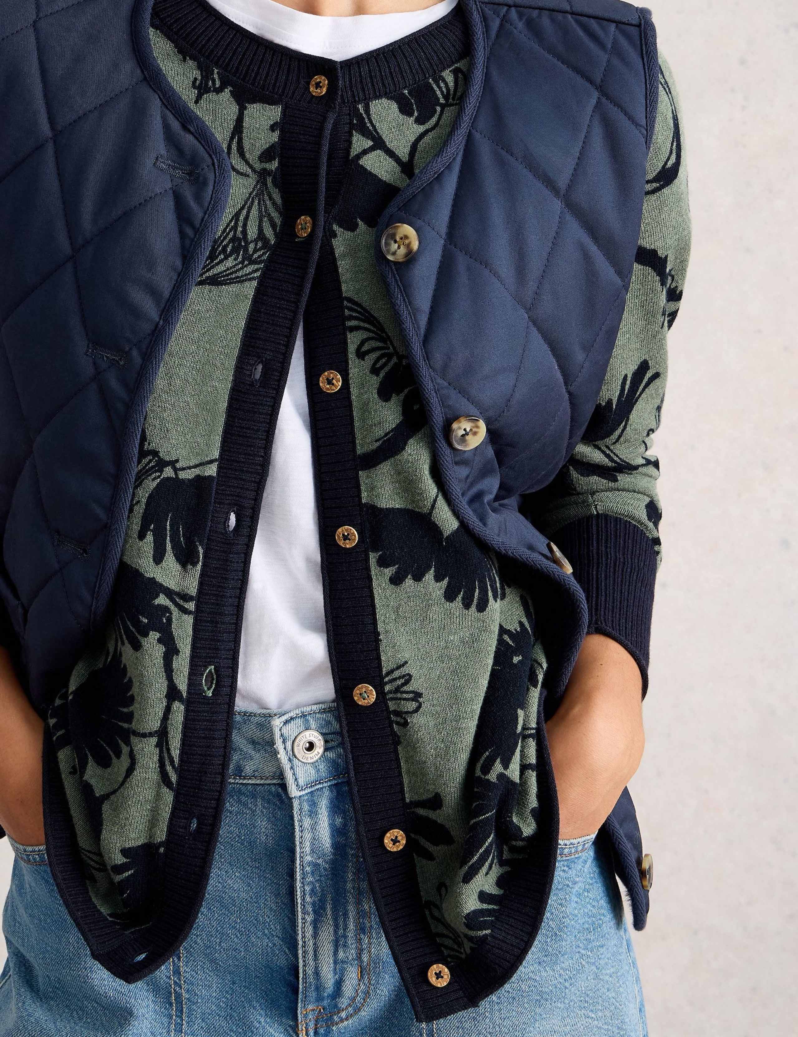 Pure Cotton Floral Crew Neck Cardigan 5 of 6