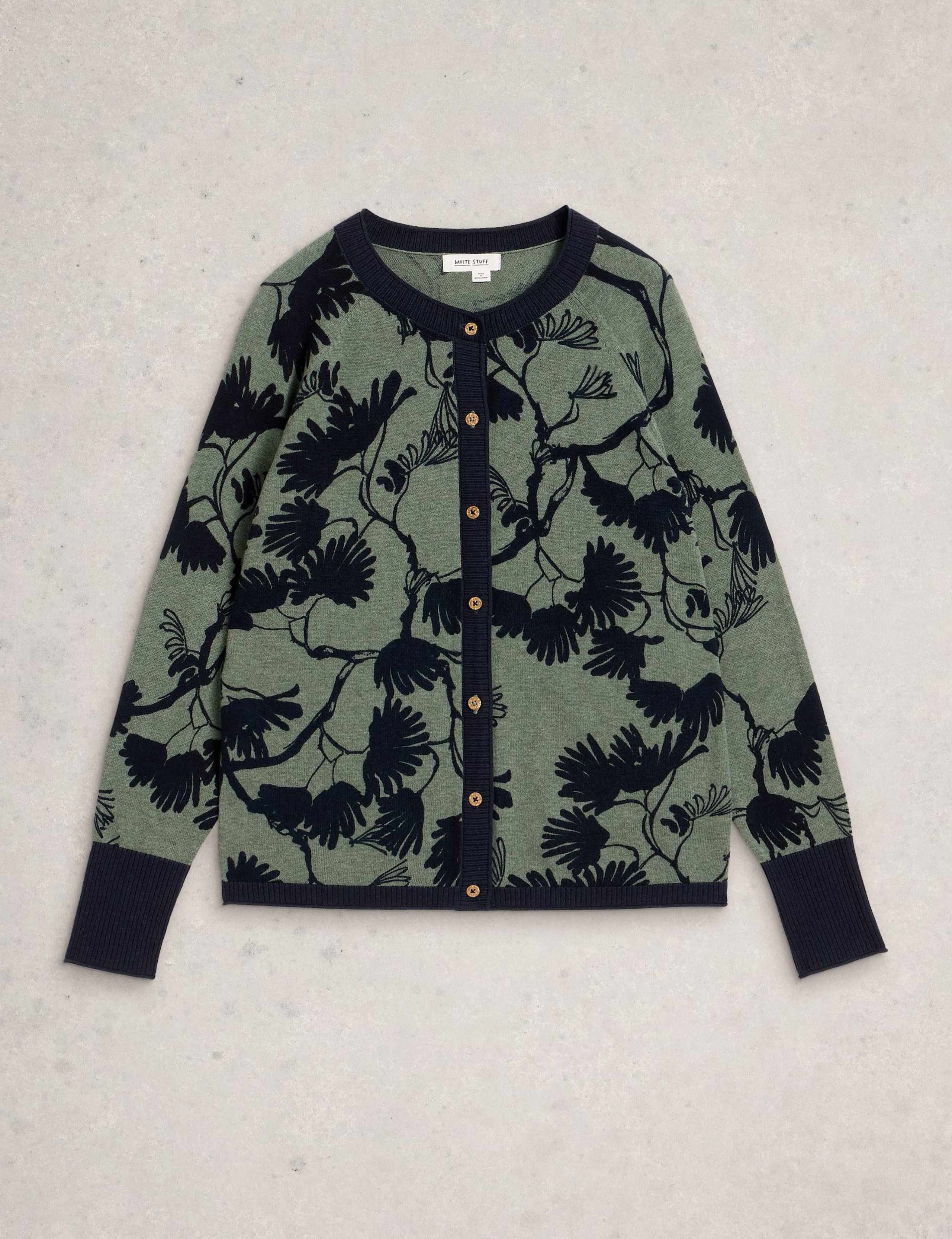 Pure Cotton Floral Crew Neck Cardigan 2 of 6