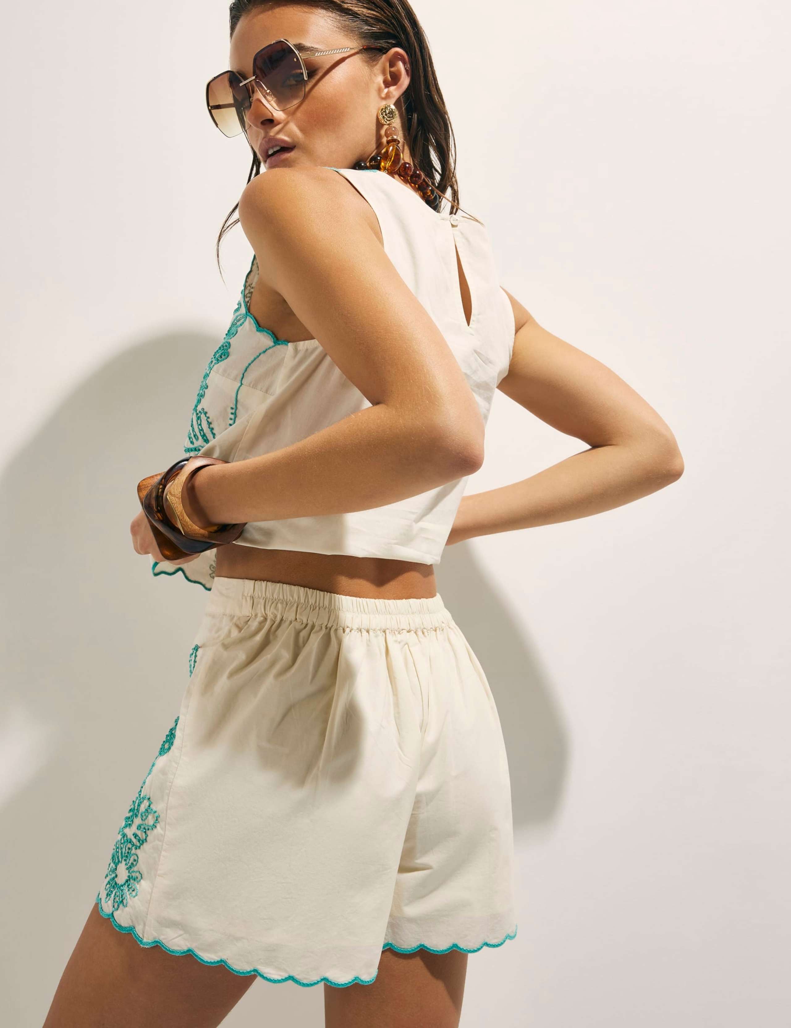 Pure Cotton Embroidered Shorts 4 of 4