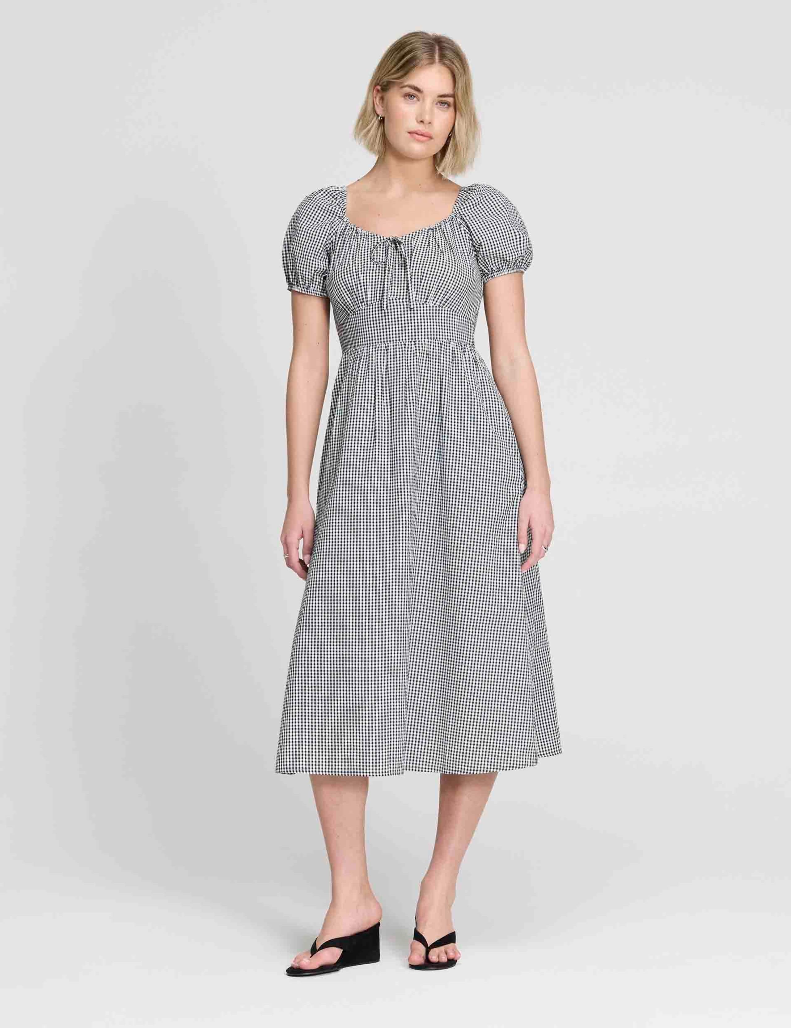 Pure Cotton Gingham Midi Dress 1 of 7
