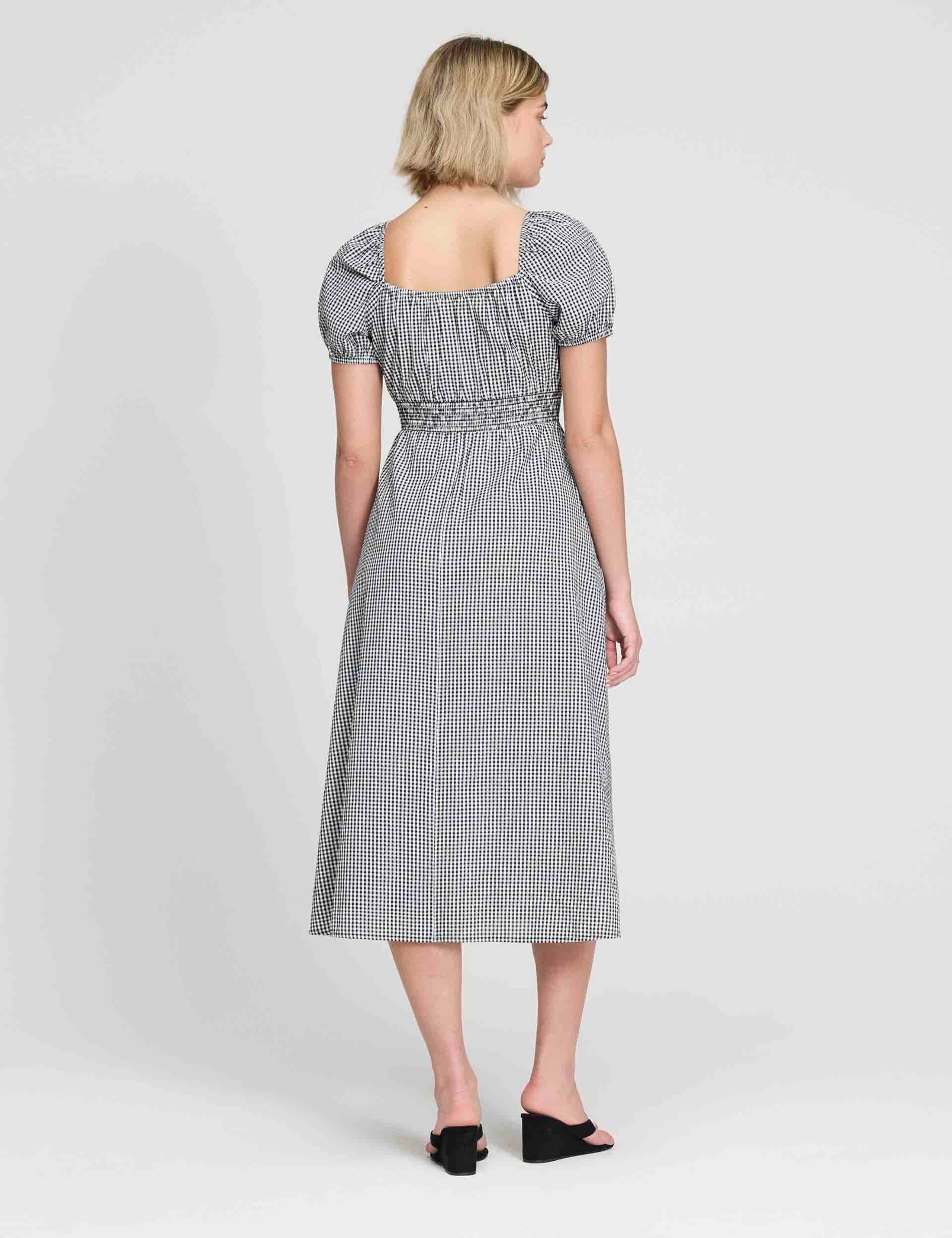 Pure Cotton Gingham Midi Dress 6 of 7