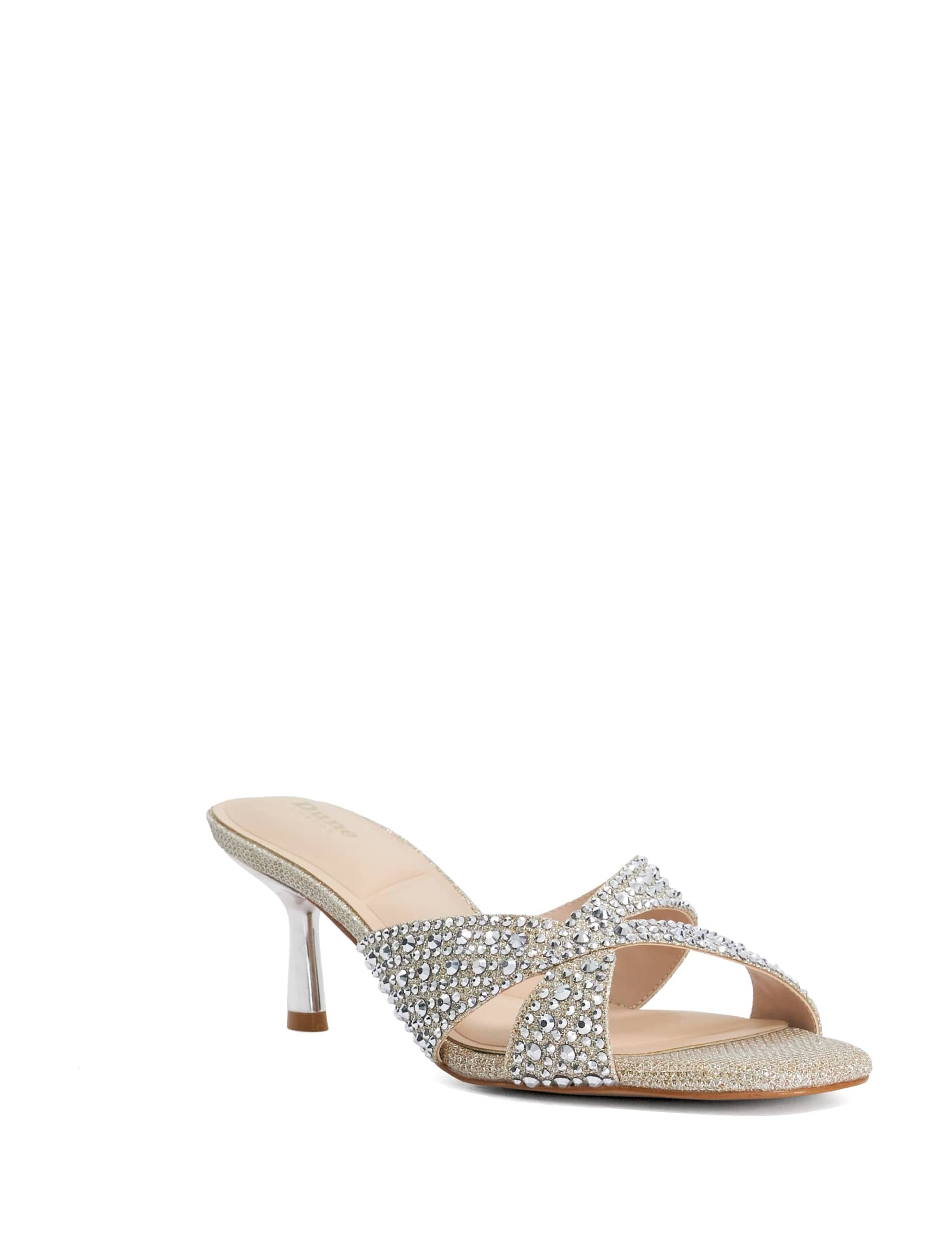 Sparkle Slip On Kitten Heel Open Toe Mules 3 of 5