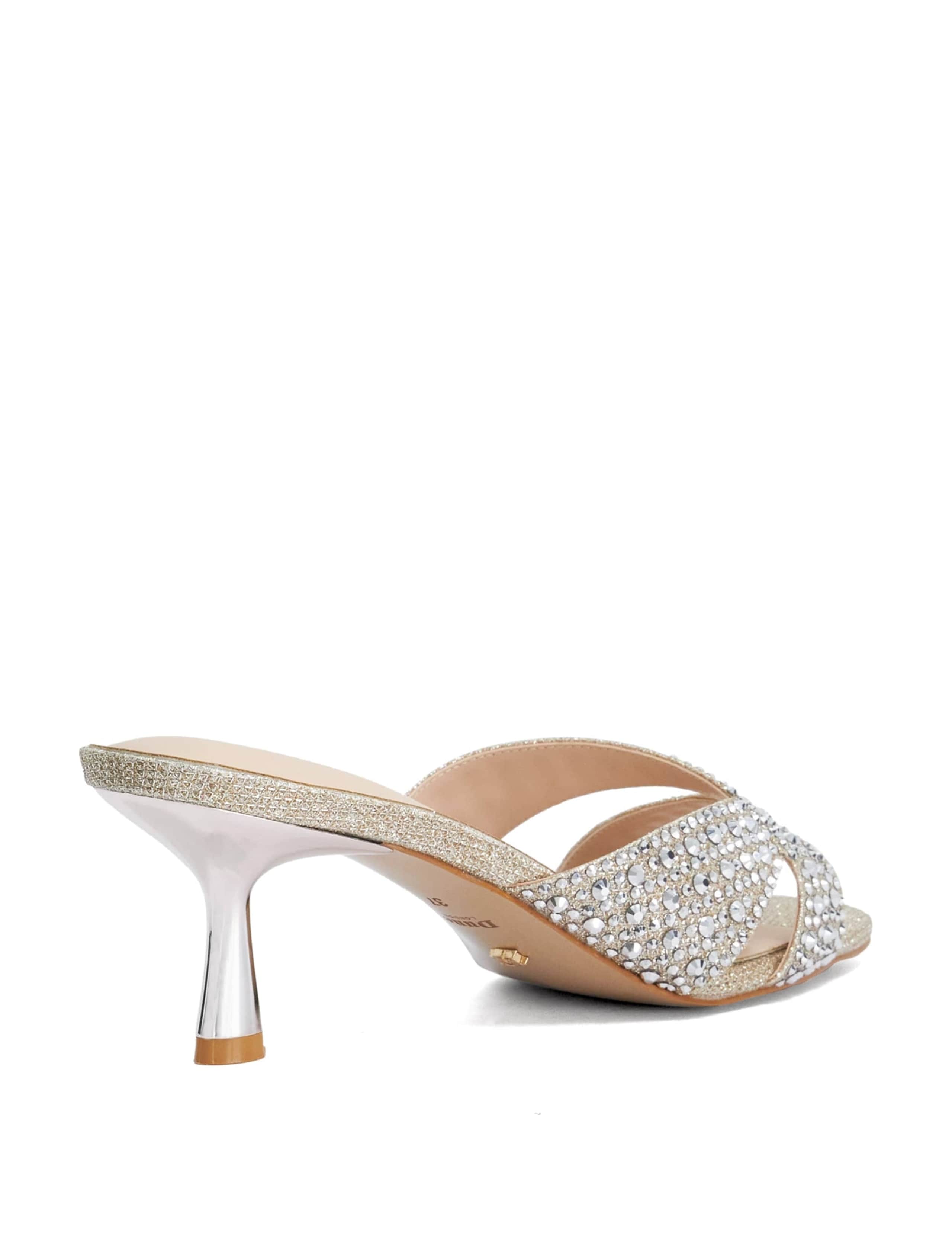 Sparkle Slip On Kitten Heel Open Toe Mules 5 of 5