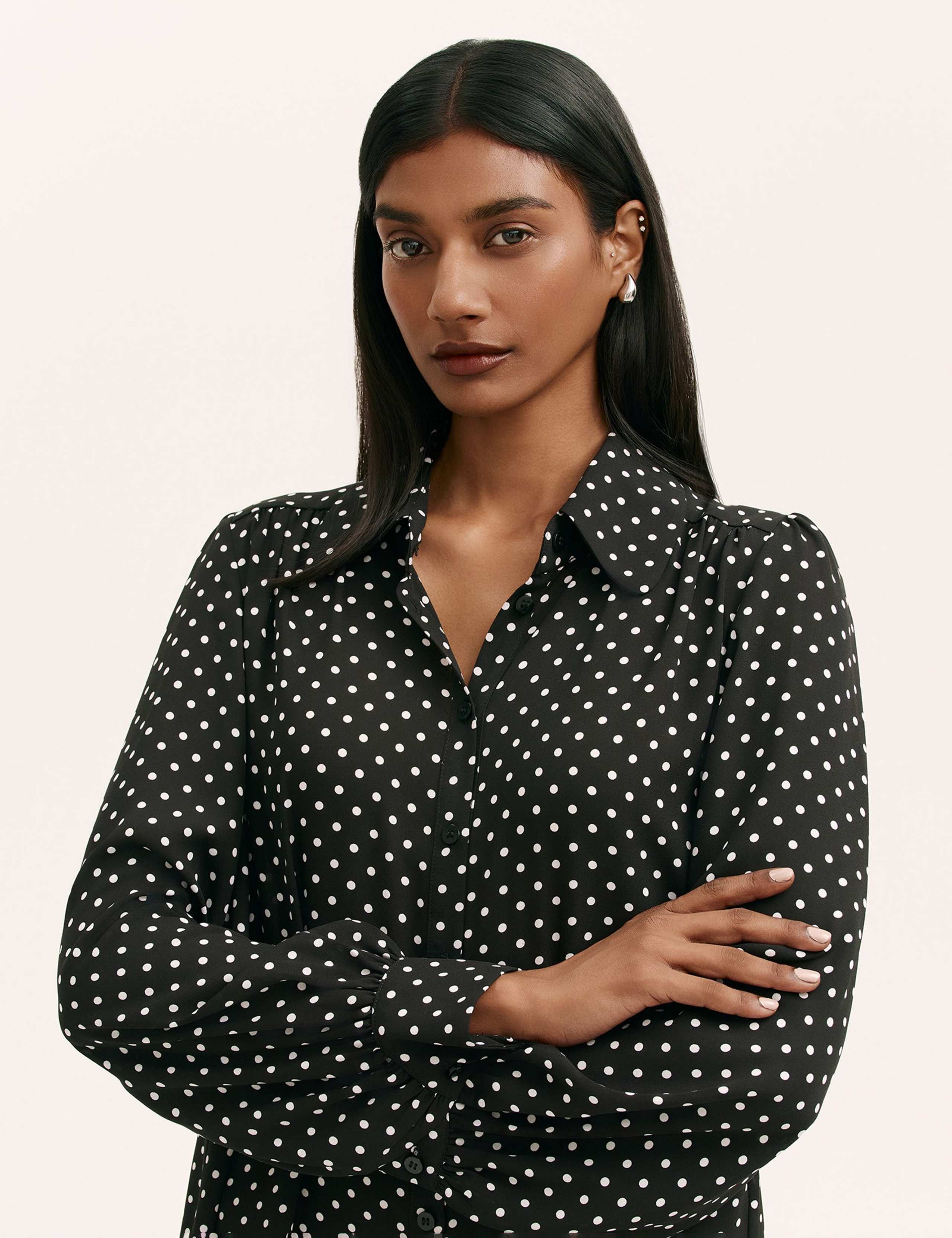 Polka Dot Collared Blouse 4 of 4