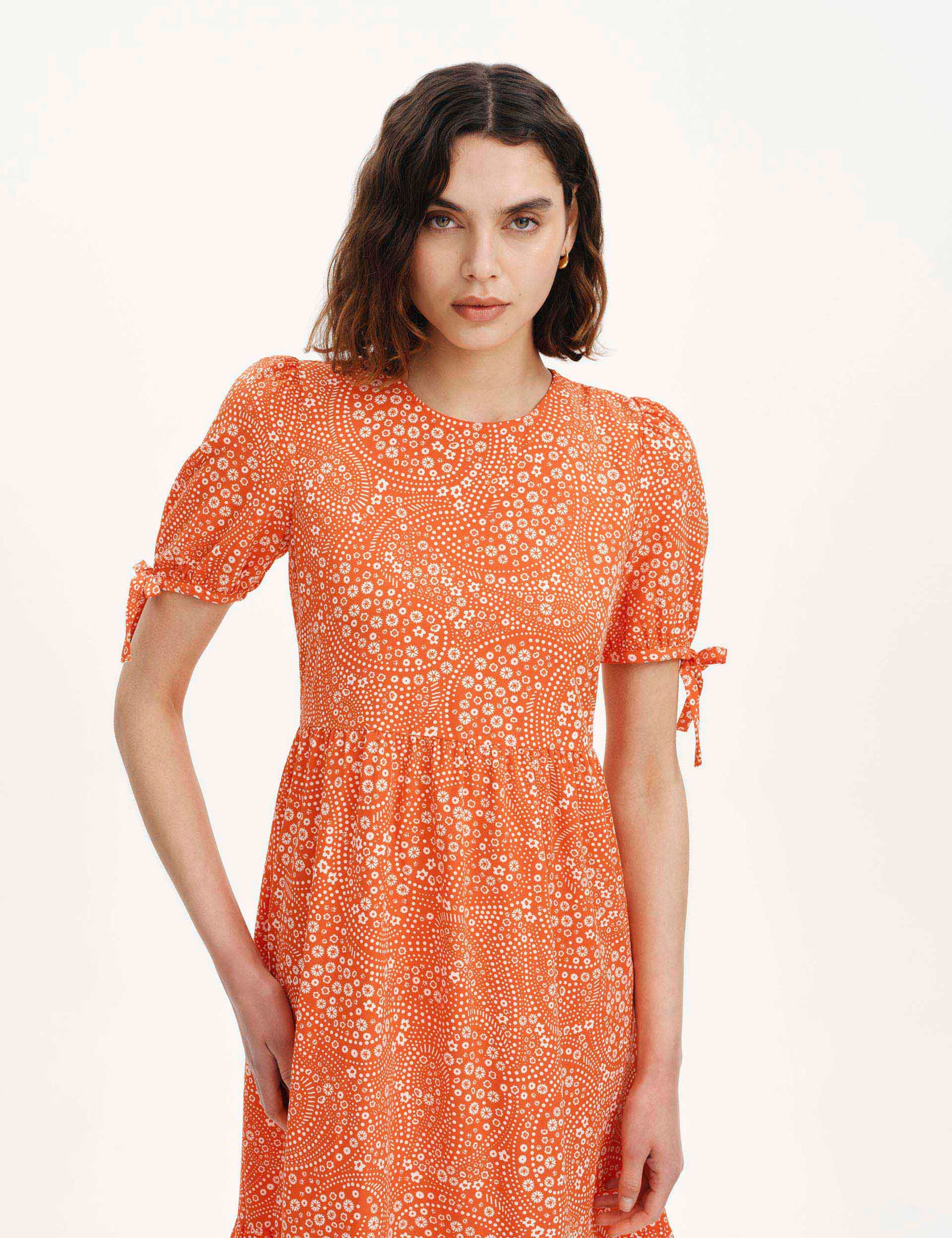 Floral Puff Sleeve Midi Tiered Dress 2 of 6