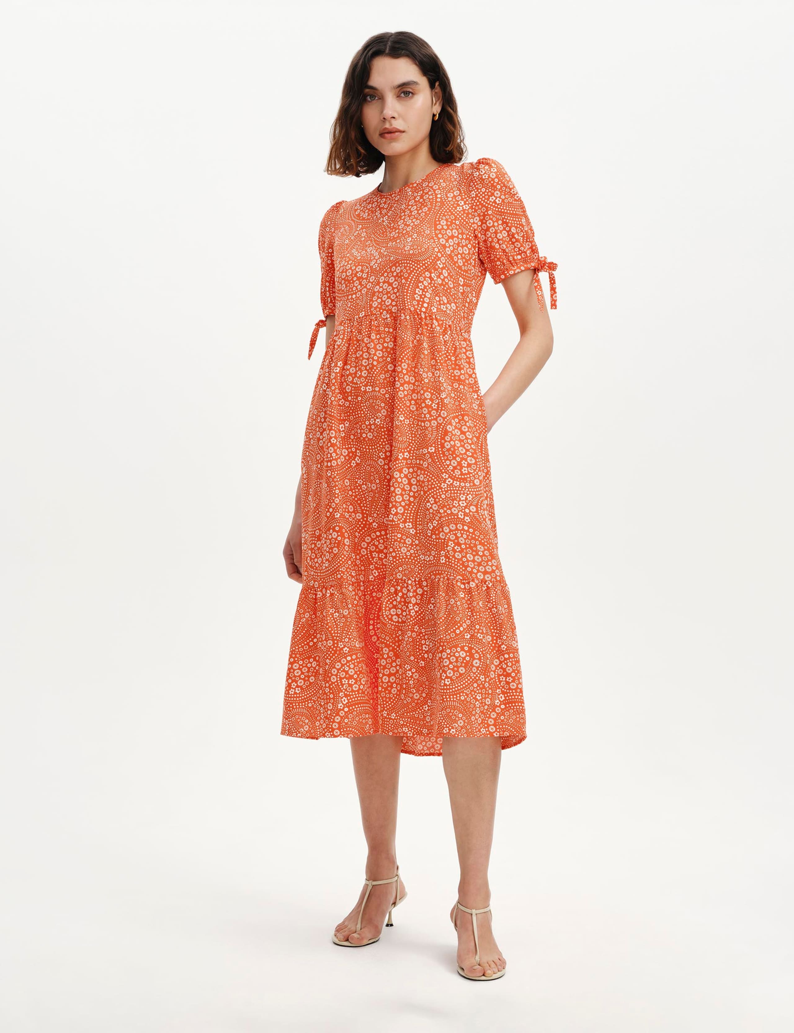 Floral Puff Sleeve Midi Tiered Dress 5 of 6
