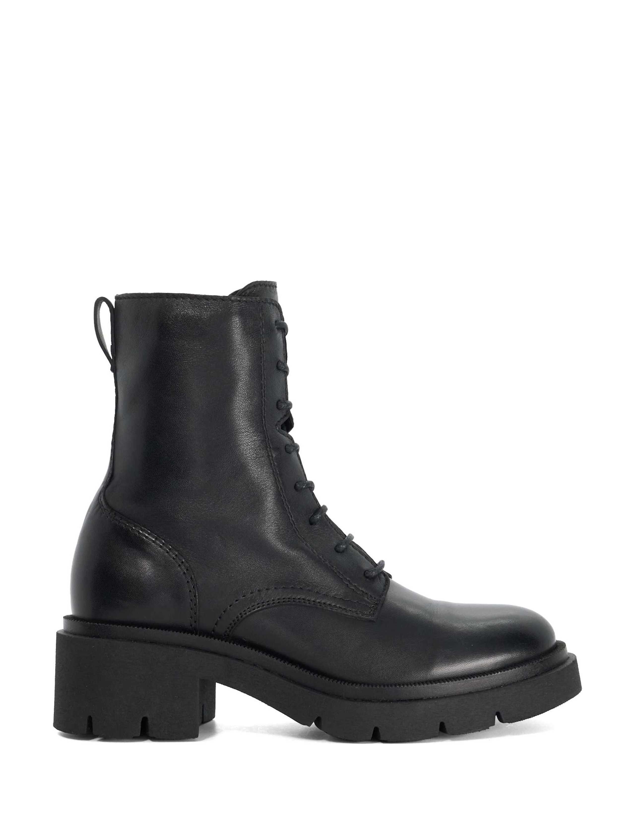 Leather Lace Up Block Heel Ankle Boots 1 of 6