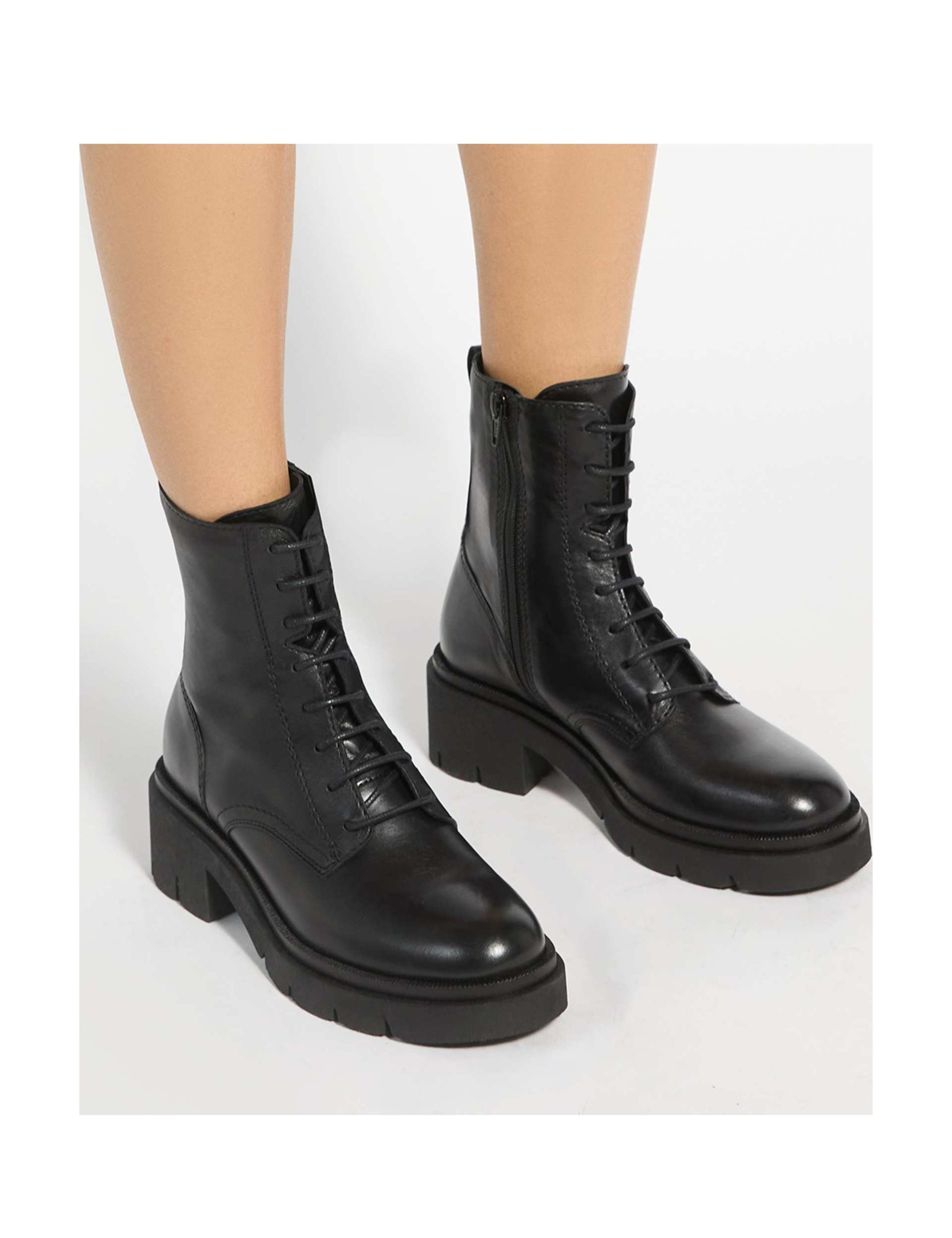 Leather Lace Up Block Heel Ankle Boots 3 of 6
