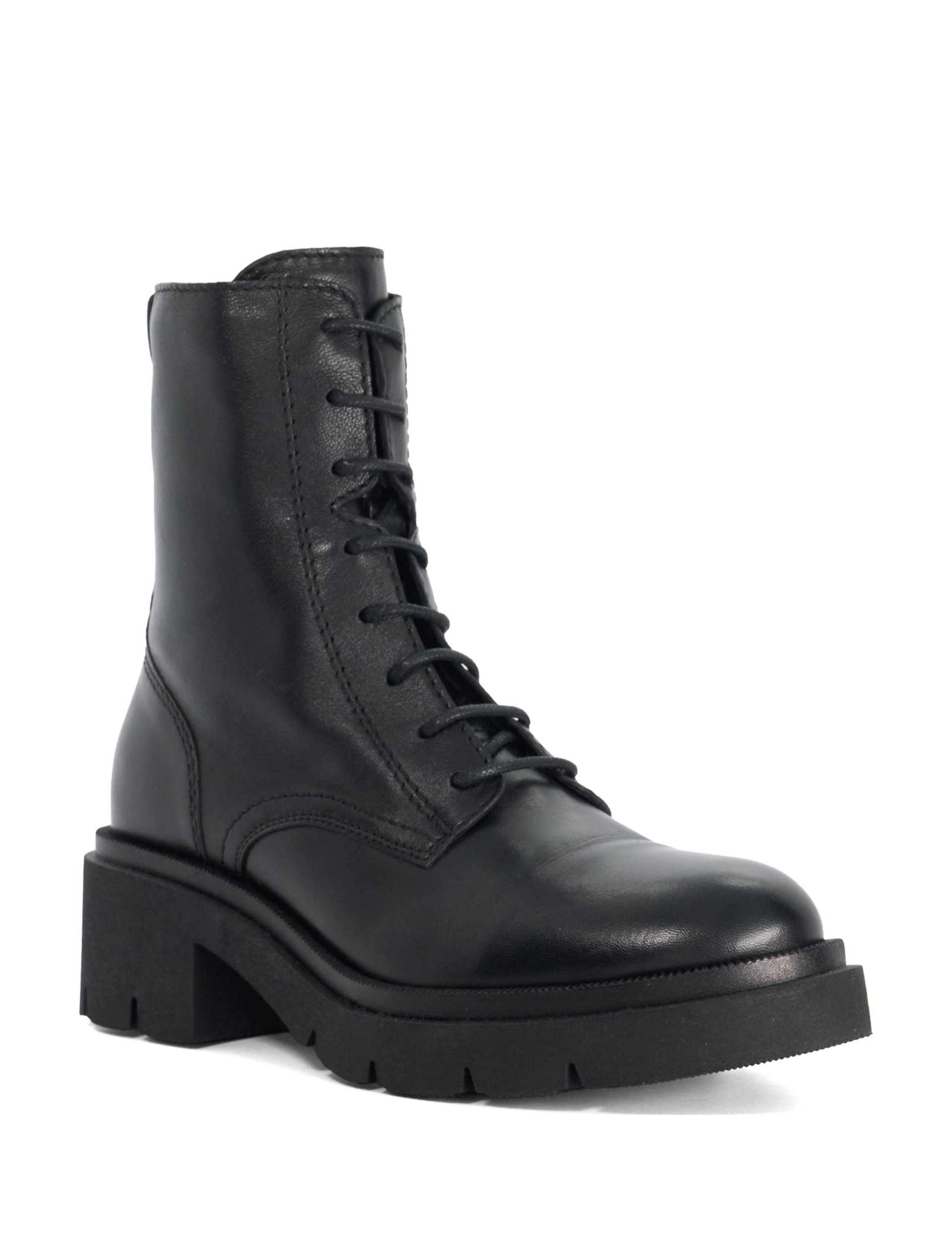 Leather Lace Up Block Heel Ankle Boots 5 of 6