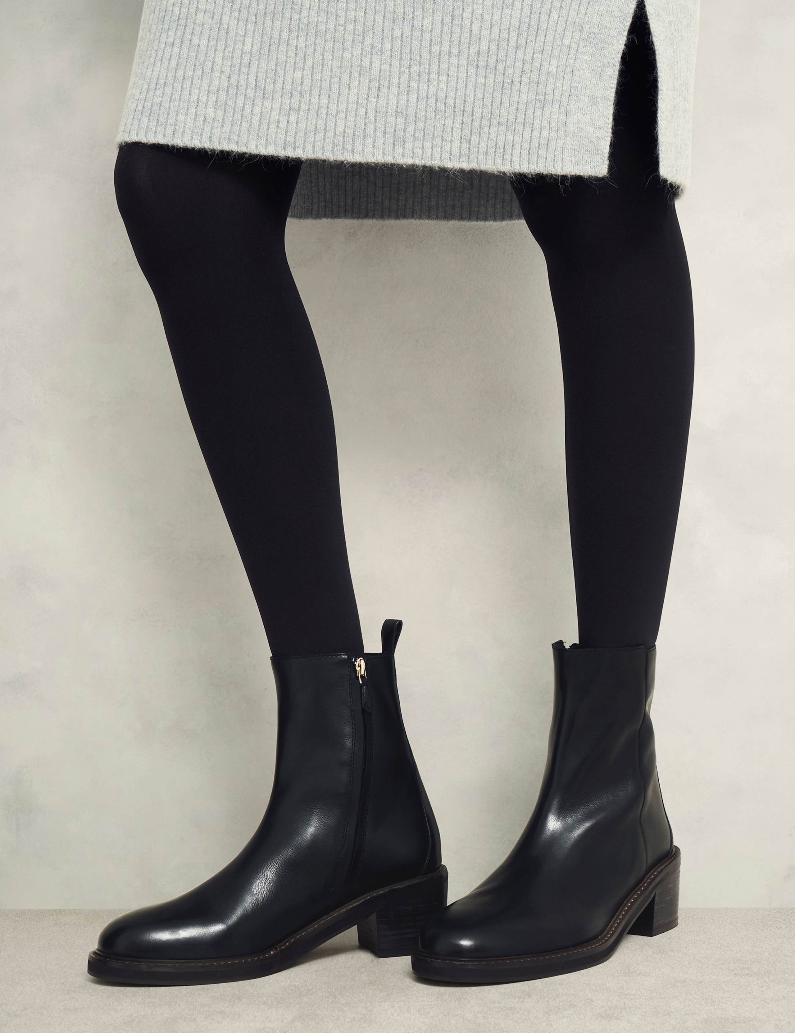 Leather Block Heel Ankle Boots 3 of 6