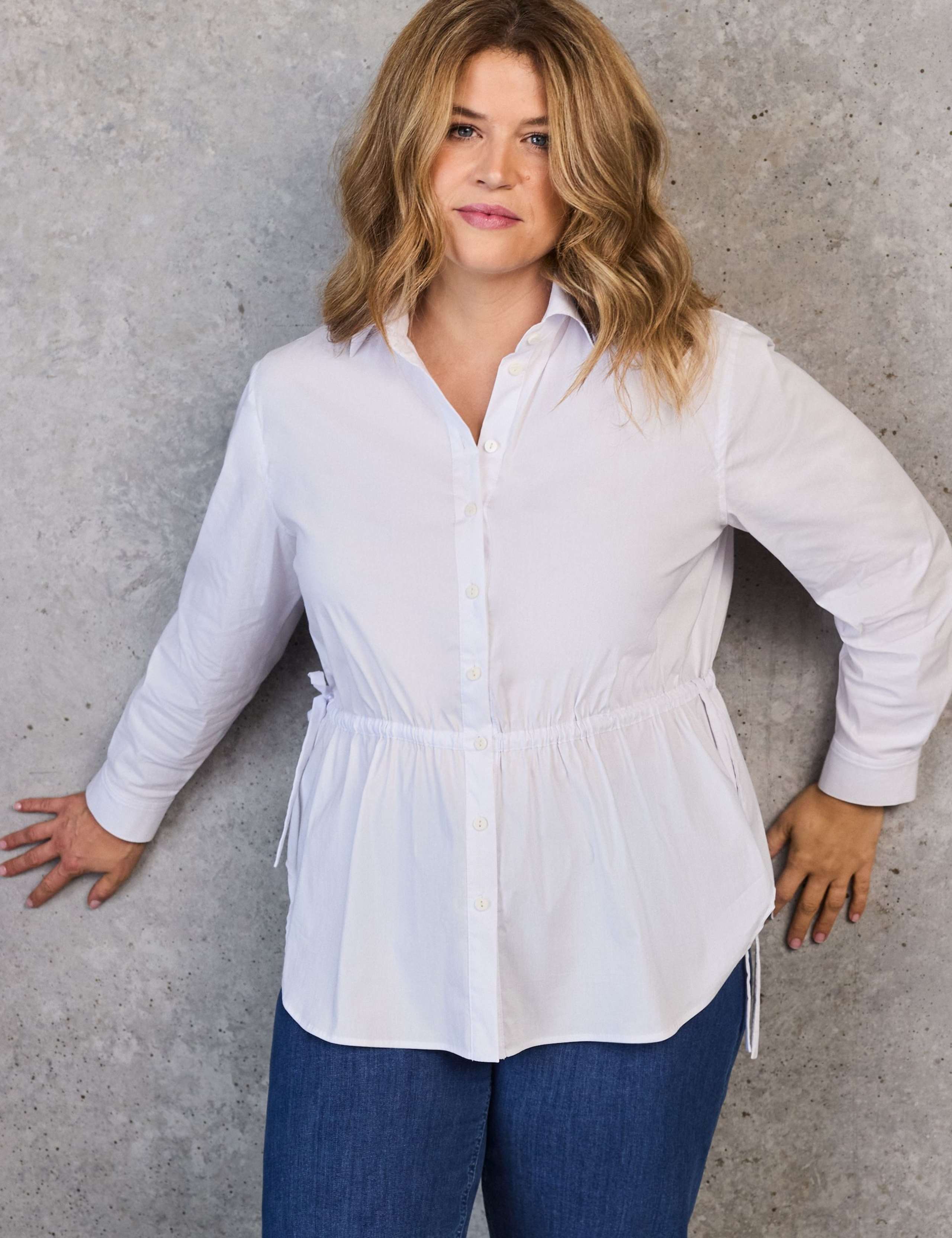 Cotton Rich Collared Tie Waist Shirt 2 of 4