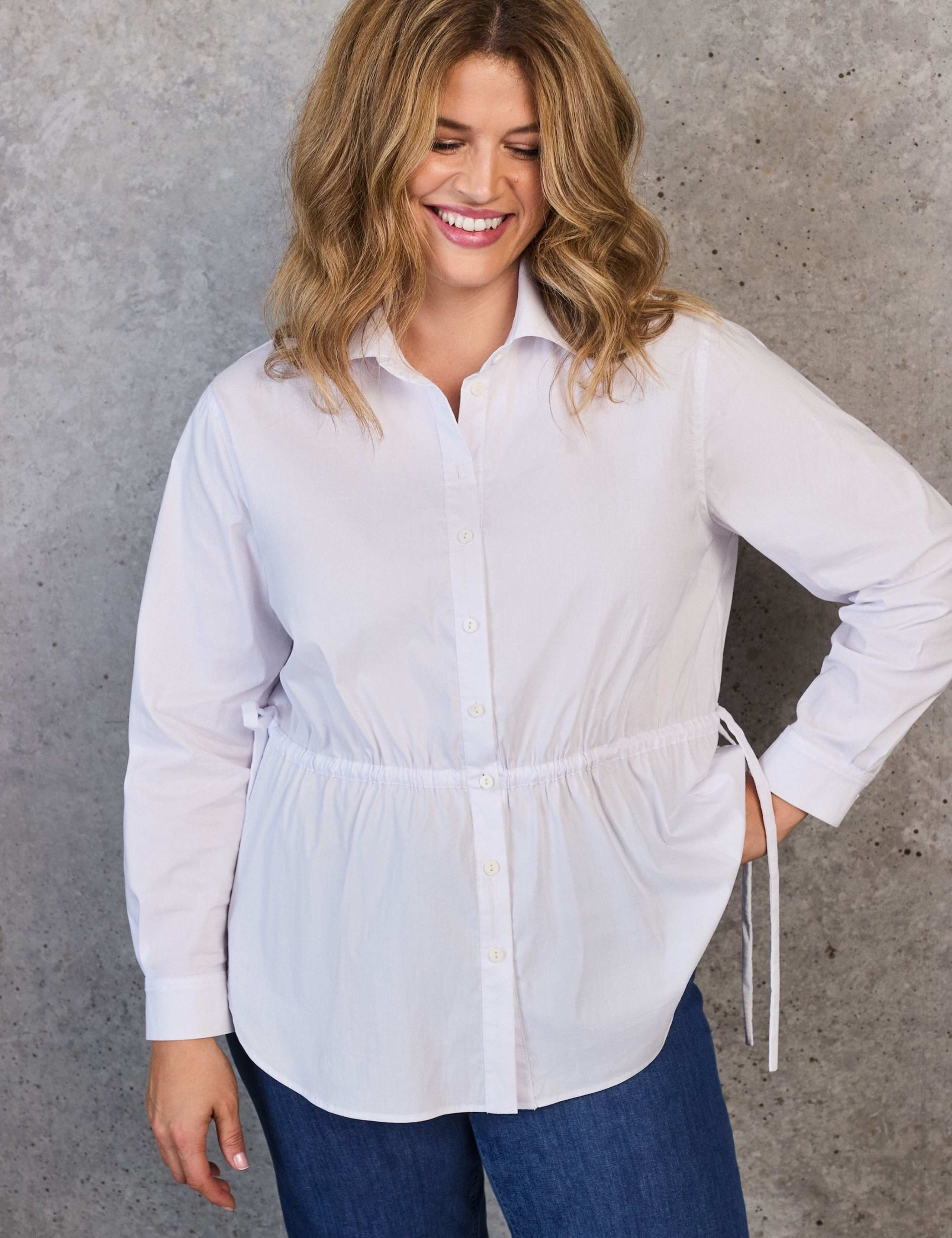 Cotton Rich Collared Tie Waist Shirt 3 of 4