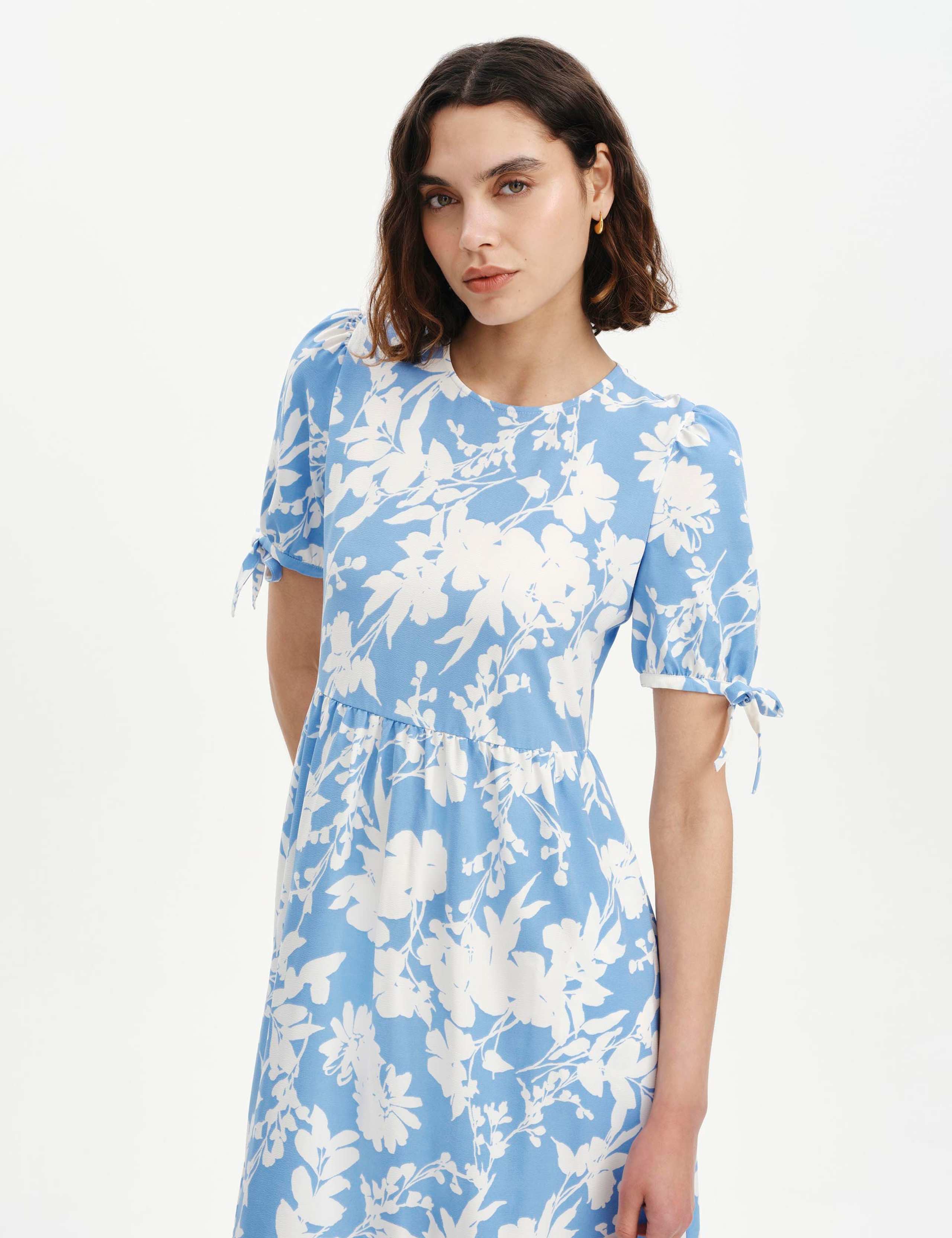 Floral Puff Sleeve Midi Tiered Dress 3 of 6