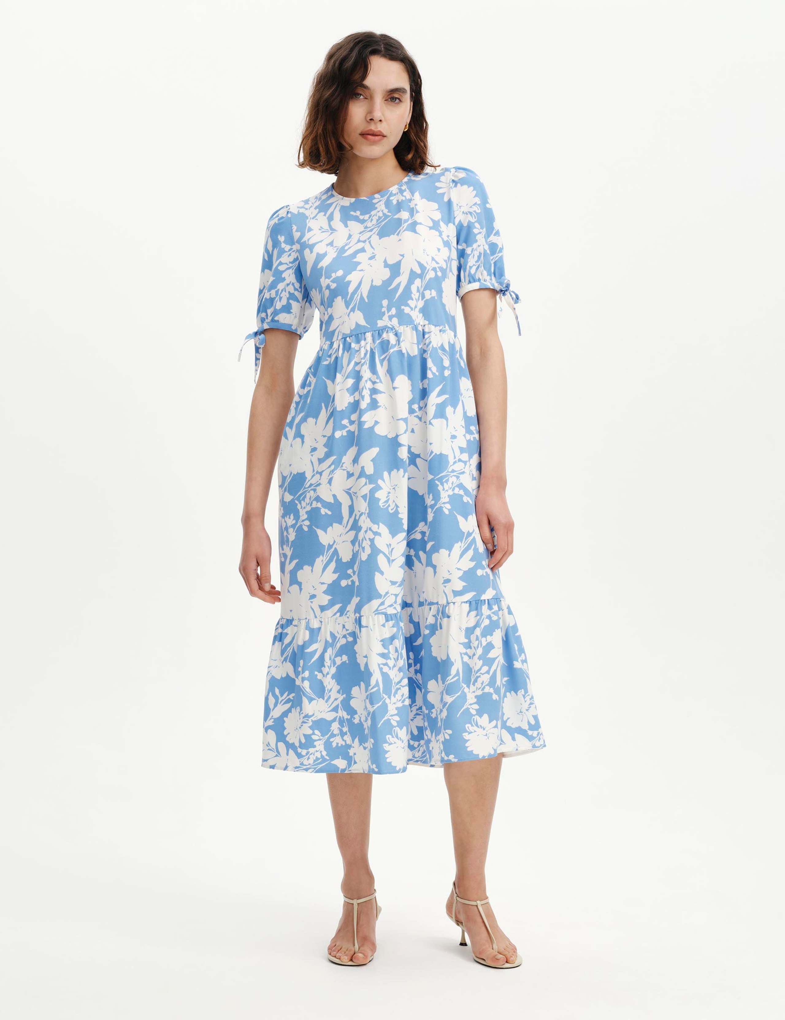 Floral Puff Sleeve Midi Tiered Dress 6 of 6
