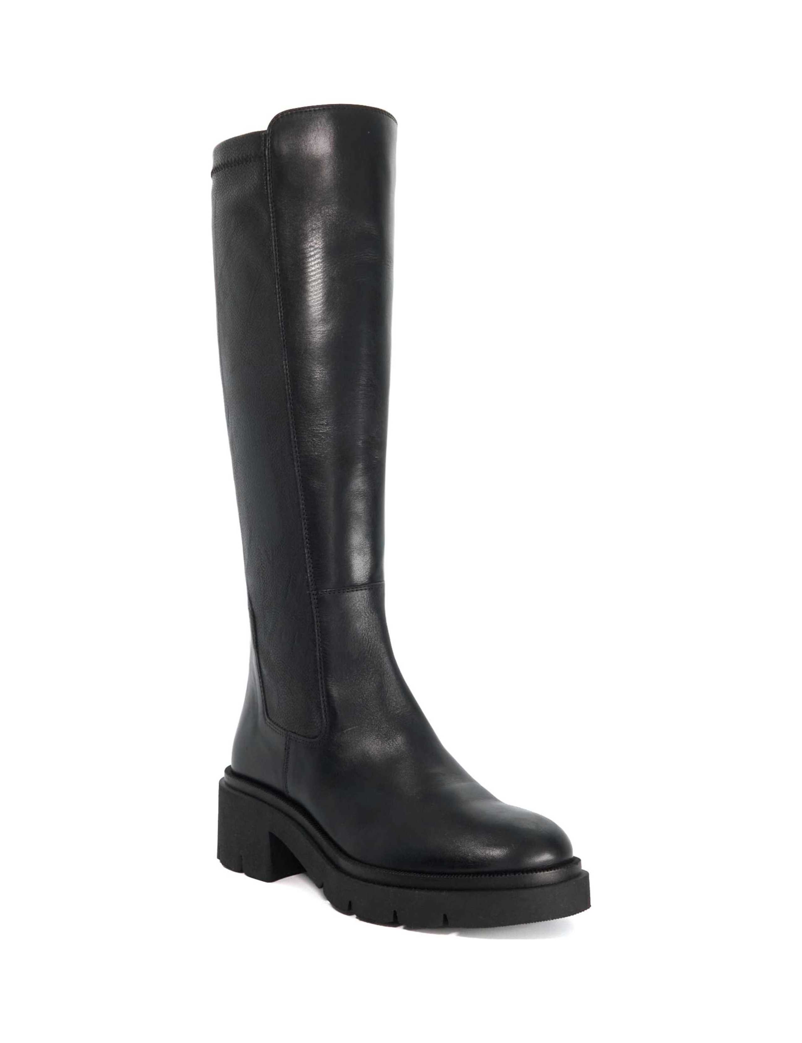 Leather Chunky Block Heel Knee High Boots 2 of 6