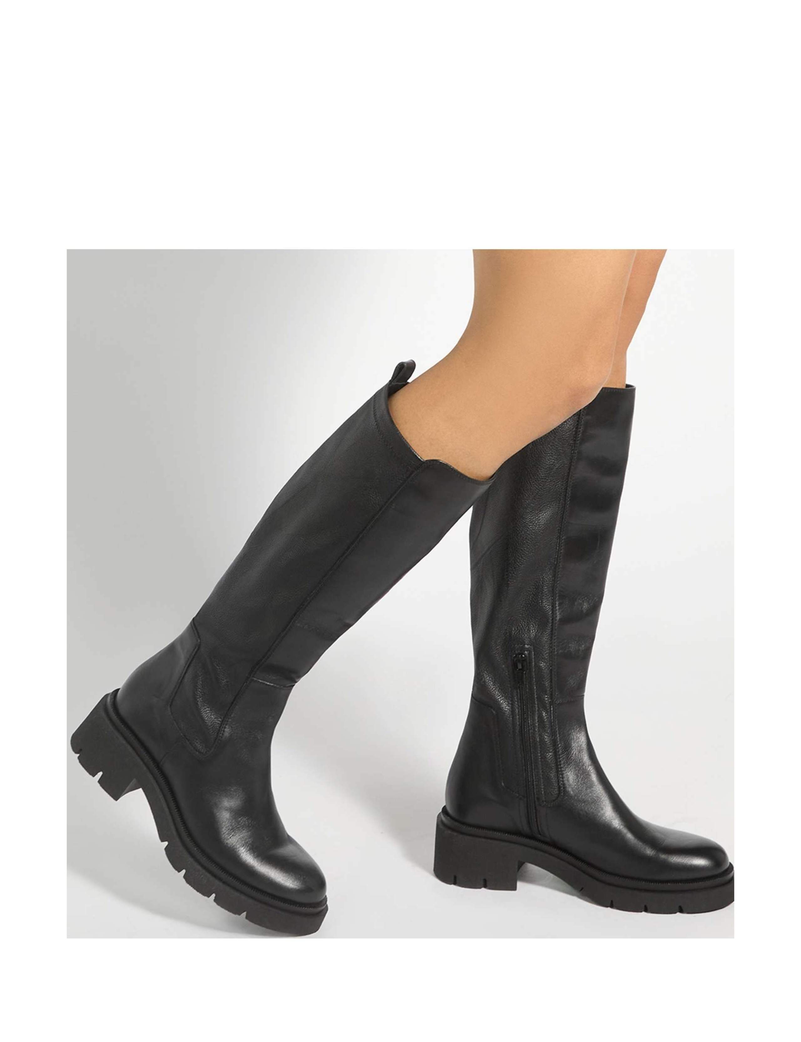 Leather Chunky Block Heel Knee High Boots 3 of 6