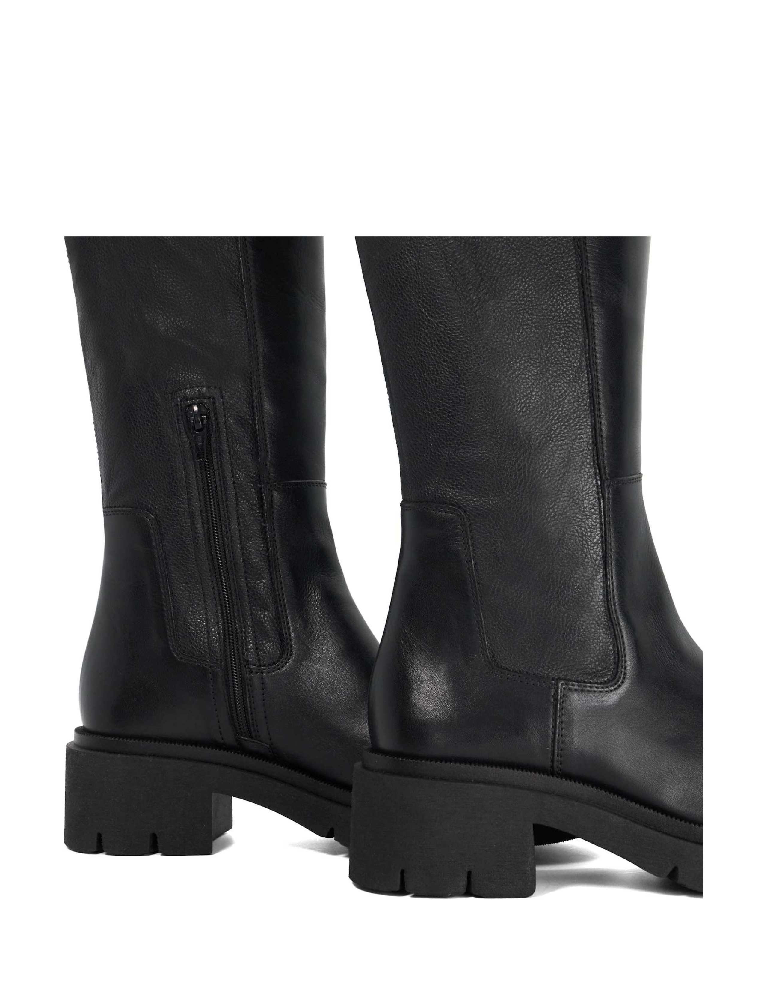 Leather Chunky Block Heel Knee High Boots 5 of 6