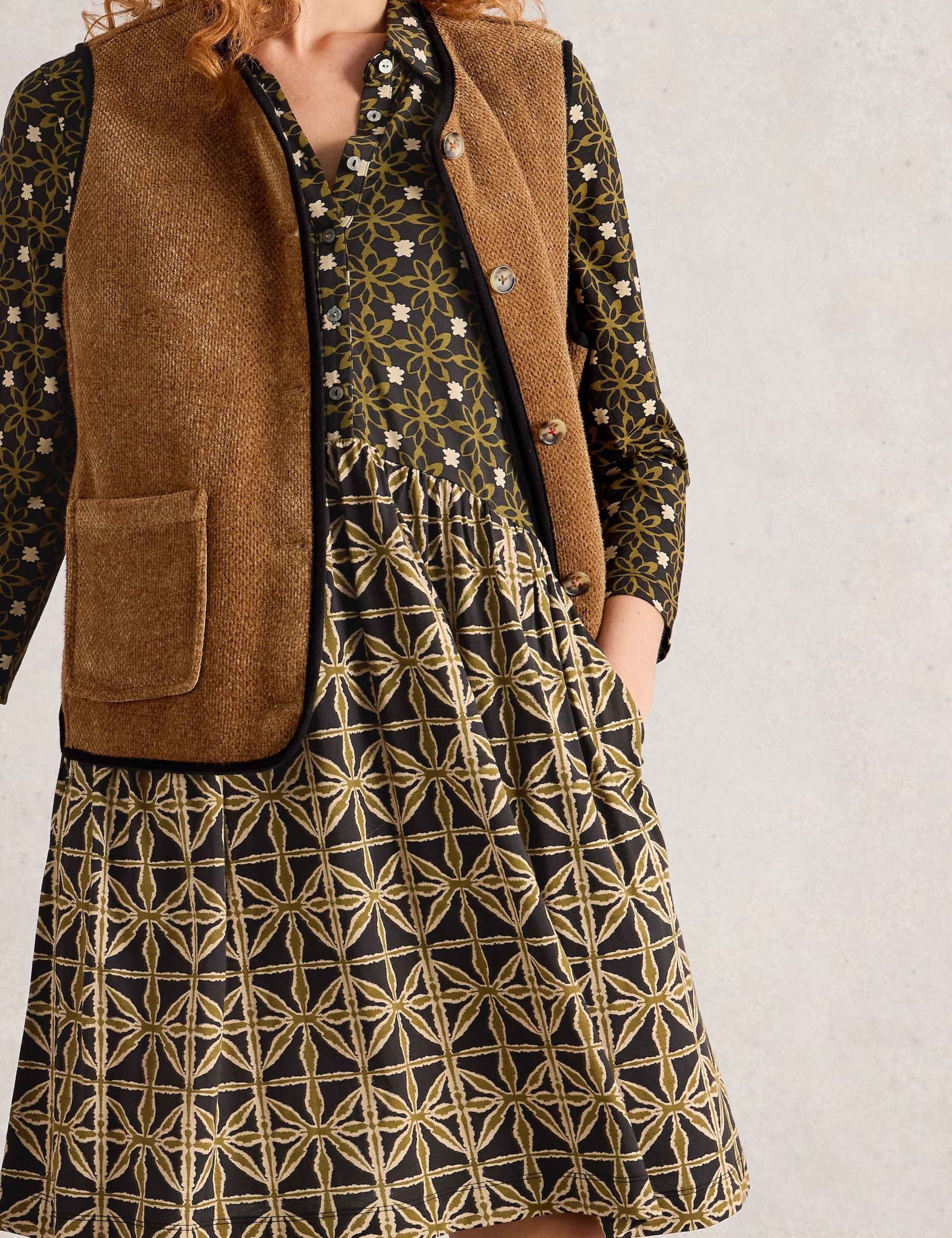 Cotton Blend Floral Knee Length Tea Dress 3 of 6