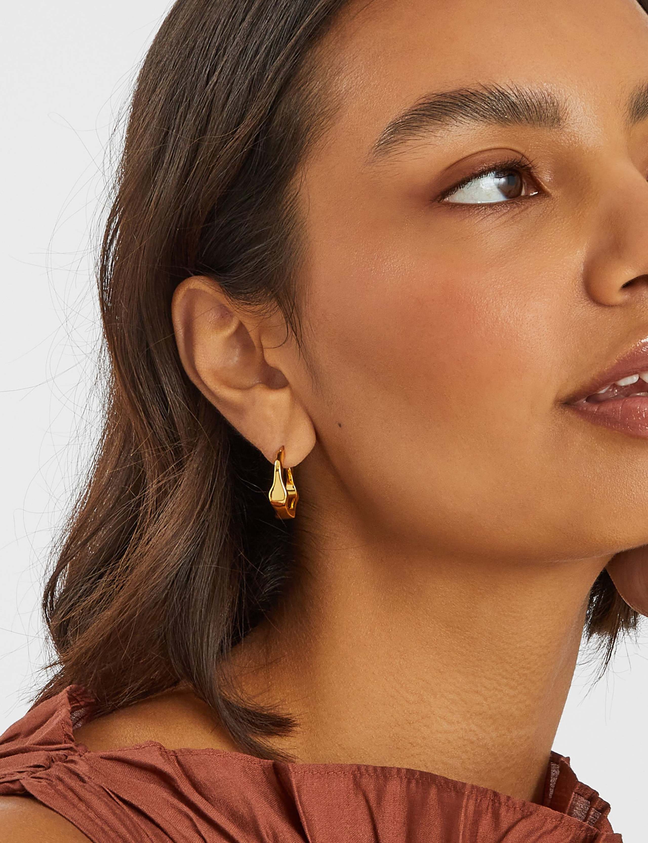 14ct Gold Plated Hoop Earrings 3 of 3